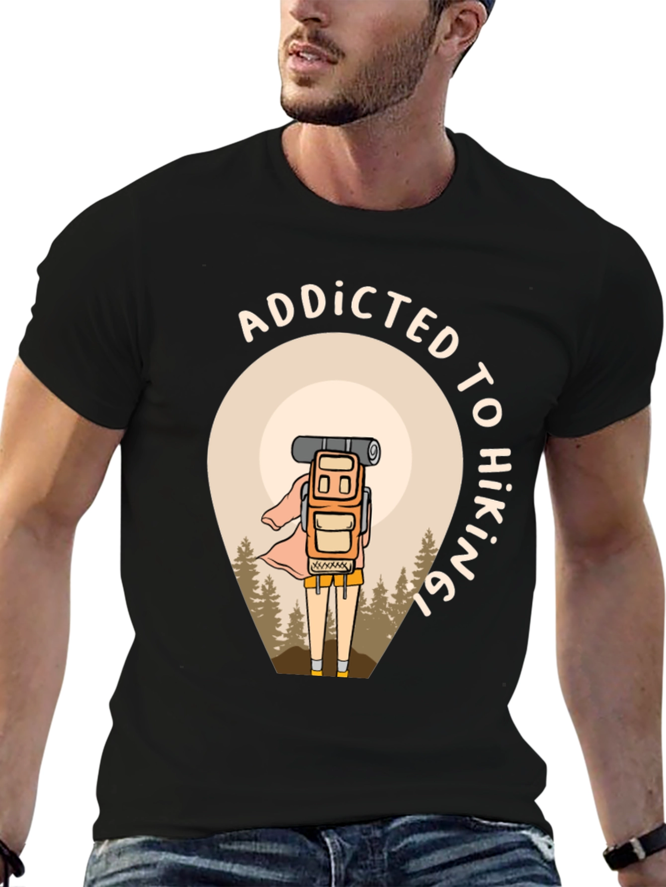 Addicted To Hiking Black Graphic Tee