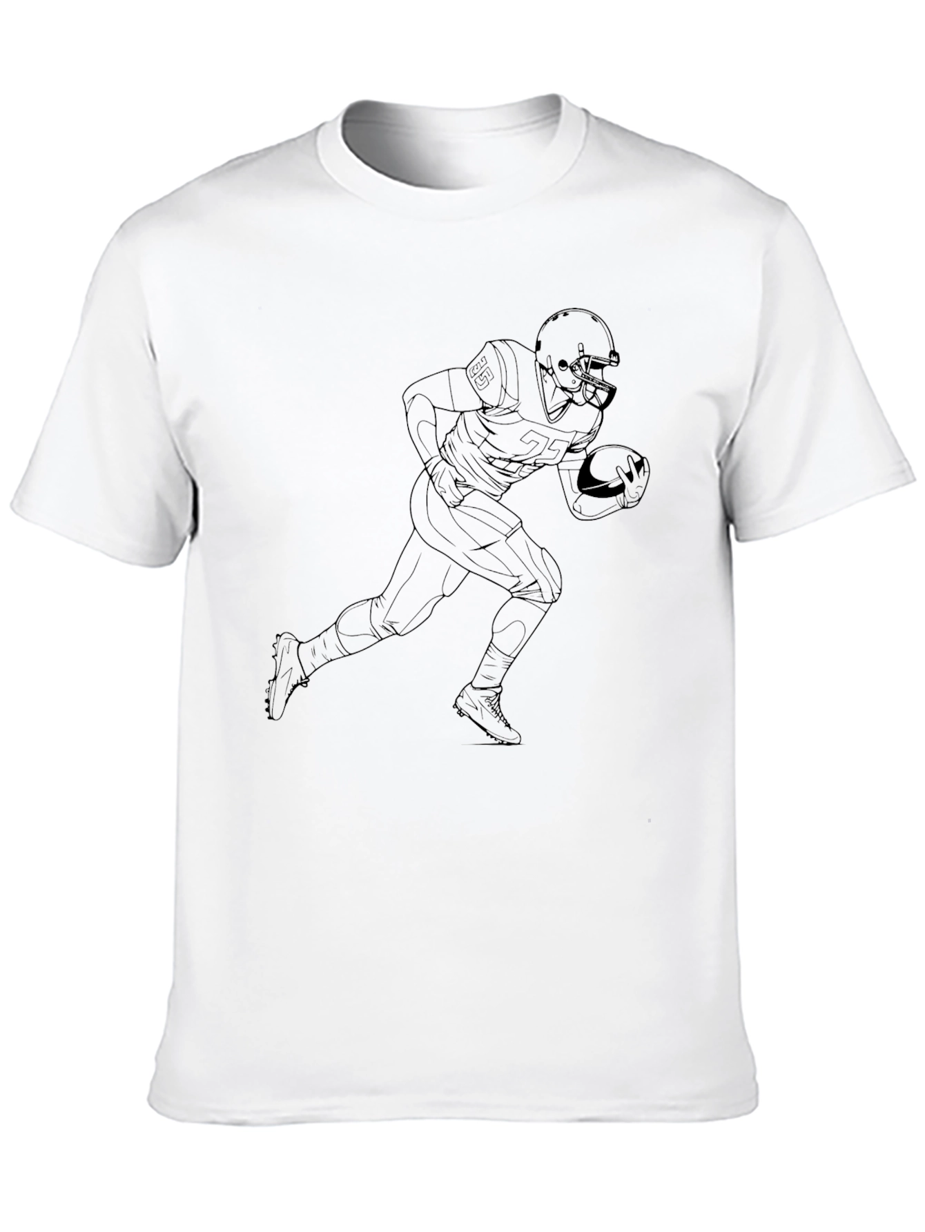 Football Player Outline Black T-Shirt