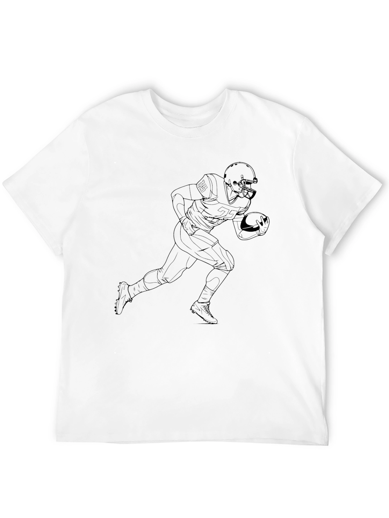 Football Player Outline Black T-Shirt