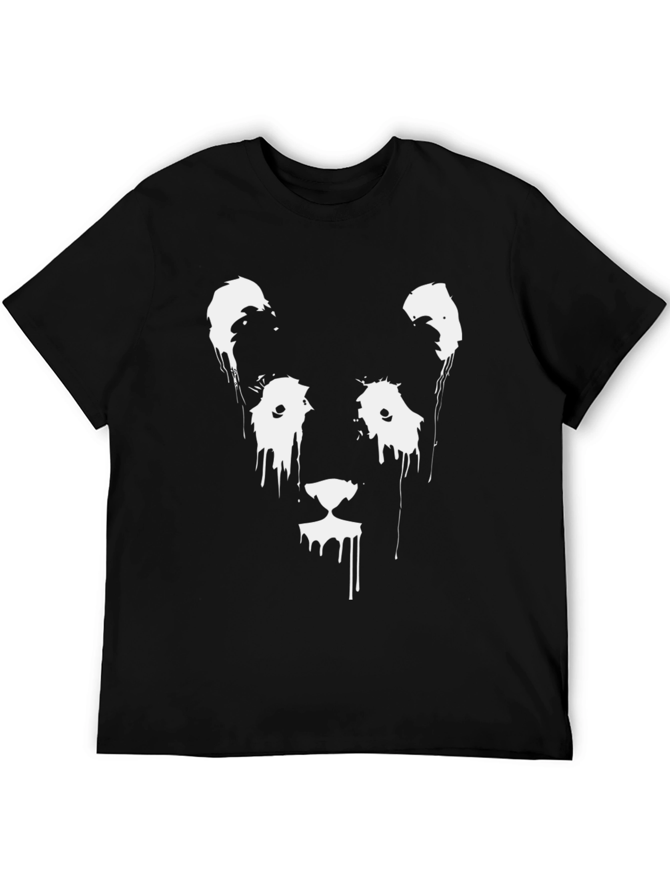 Abstract Lion Graphic Tee - Black Cotton Blend