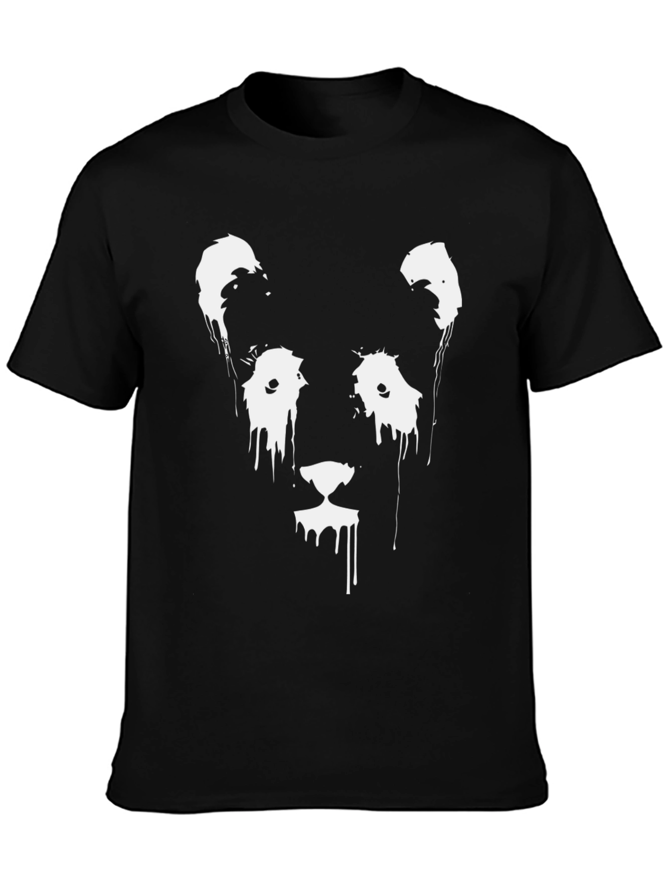 Abstract Lion Graphic Tee - Black Cotton Blend
