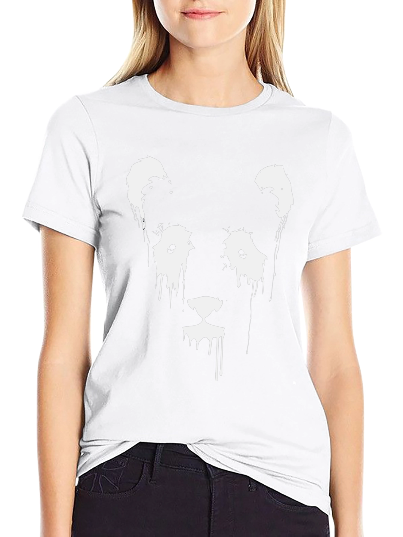 Abstract Lion Graphic Tee - Black Cotton Blend