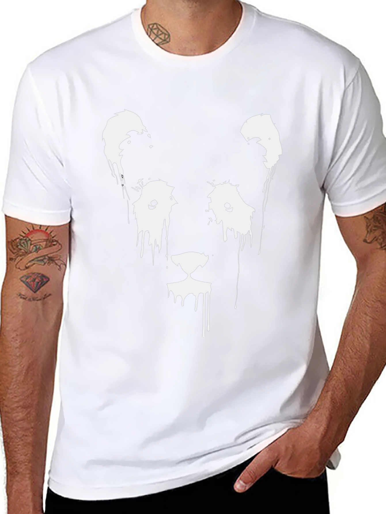 Abstract Lion Graphic Tee - Black Cotton Blend
