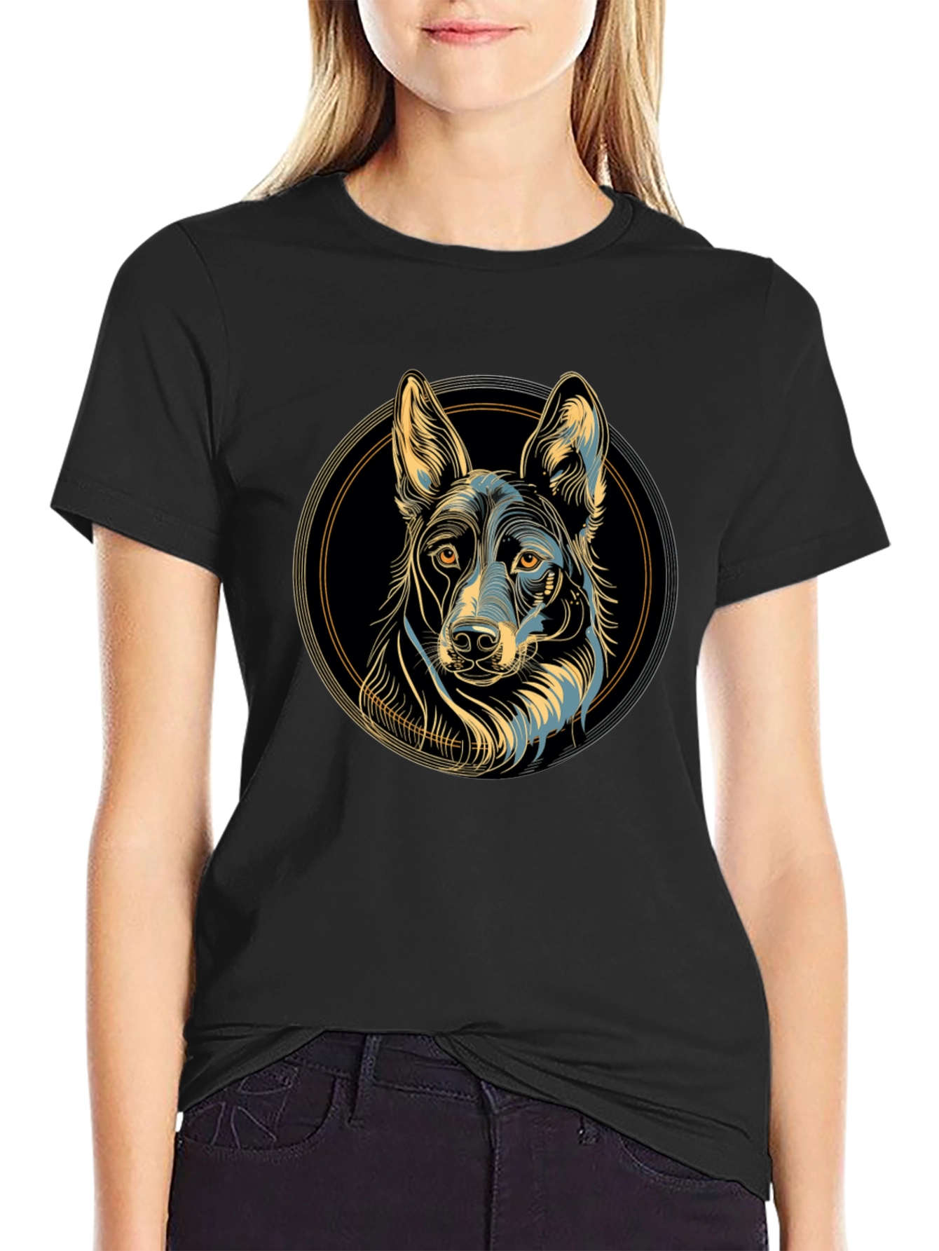 Dog Graphic Print Black T-Shirt