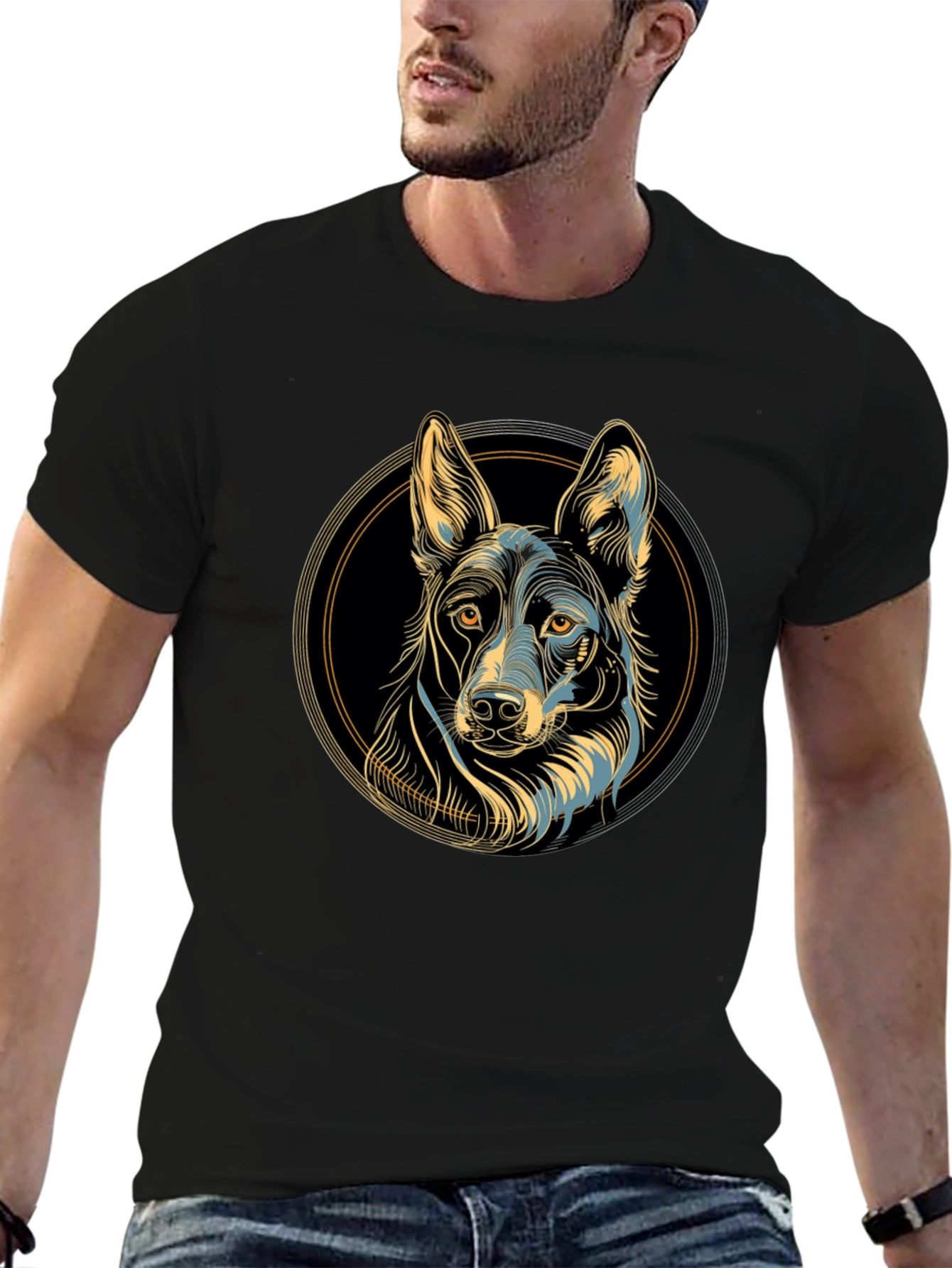 Dog Graphic Print Black T-Shirt