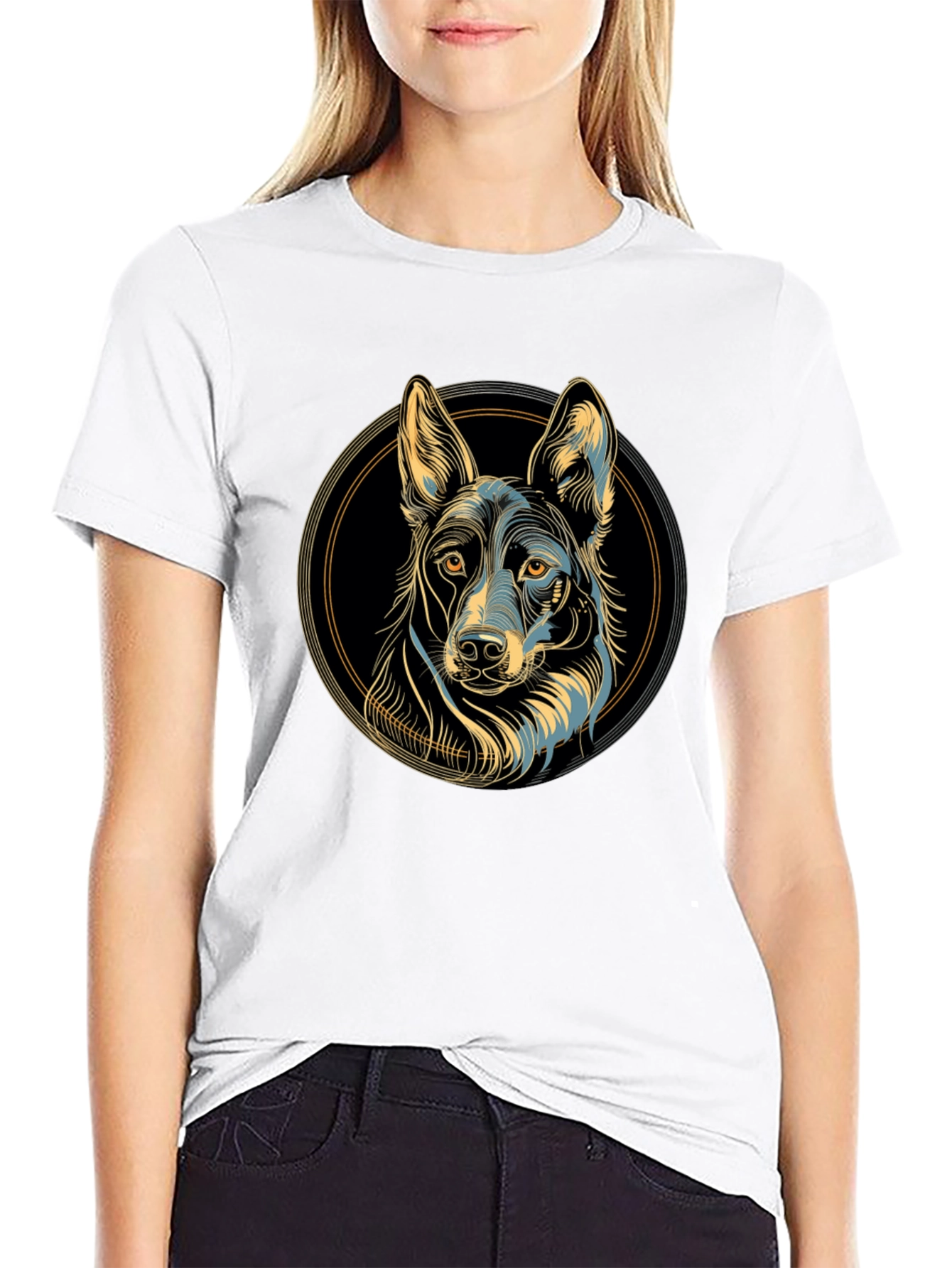 Dog Graphic Print Black T-Shirt