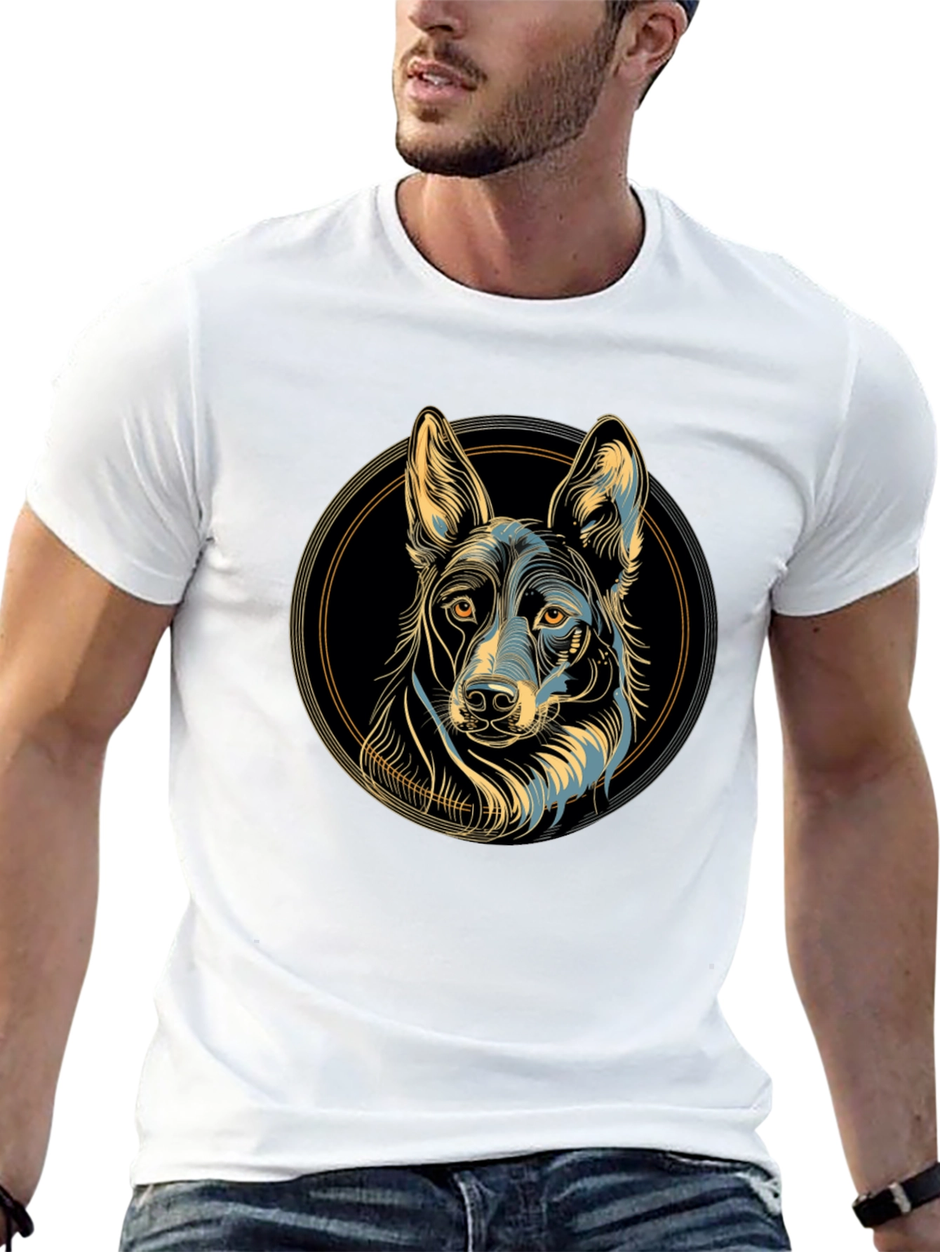 Dog Graphic Print Black T-Shirt