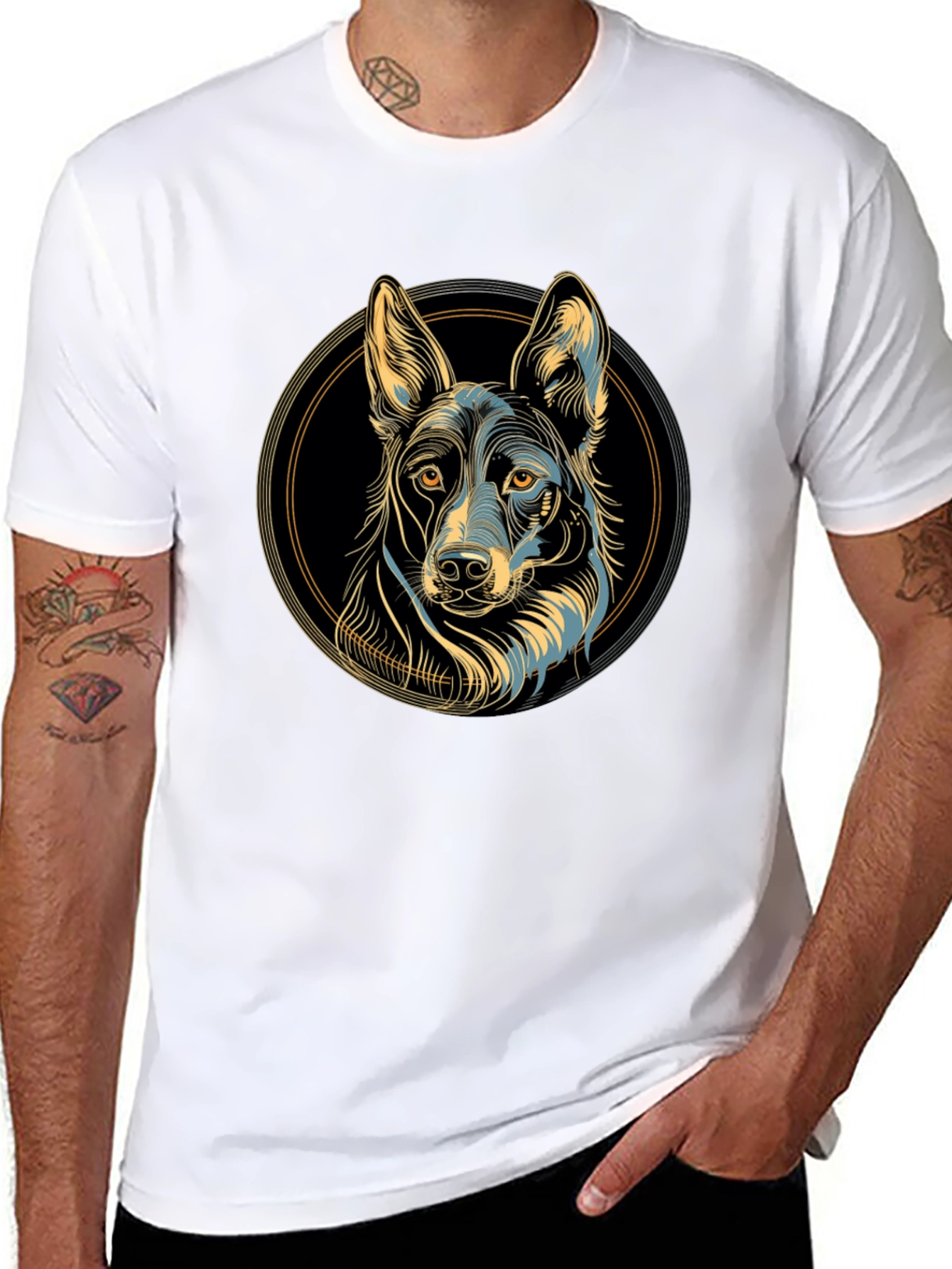 Dog Graphic Print Black T-Shirt