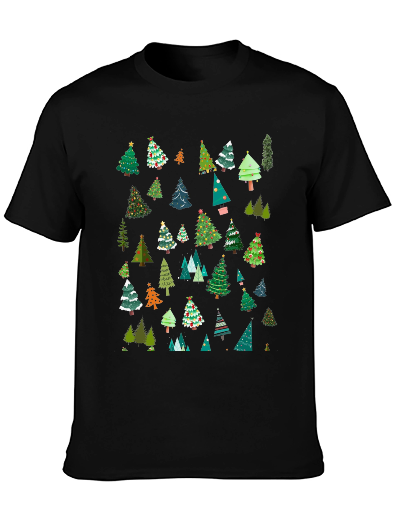 Festive Christmas Tree Pattern T-Shirt