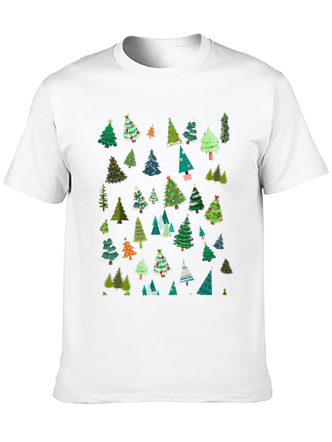 Festive Christmas Tree Pattern T-Shirt