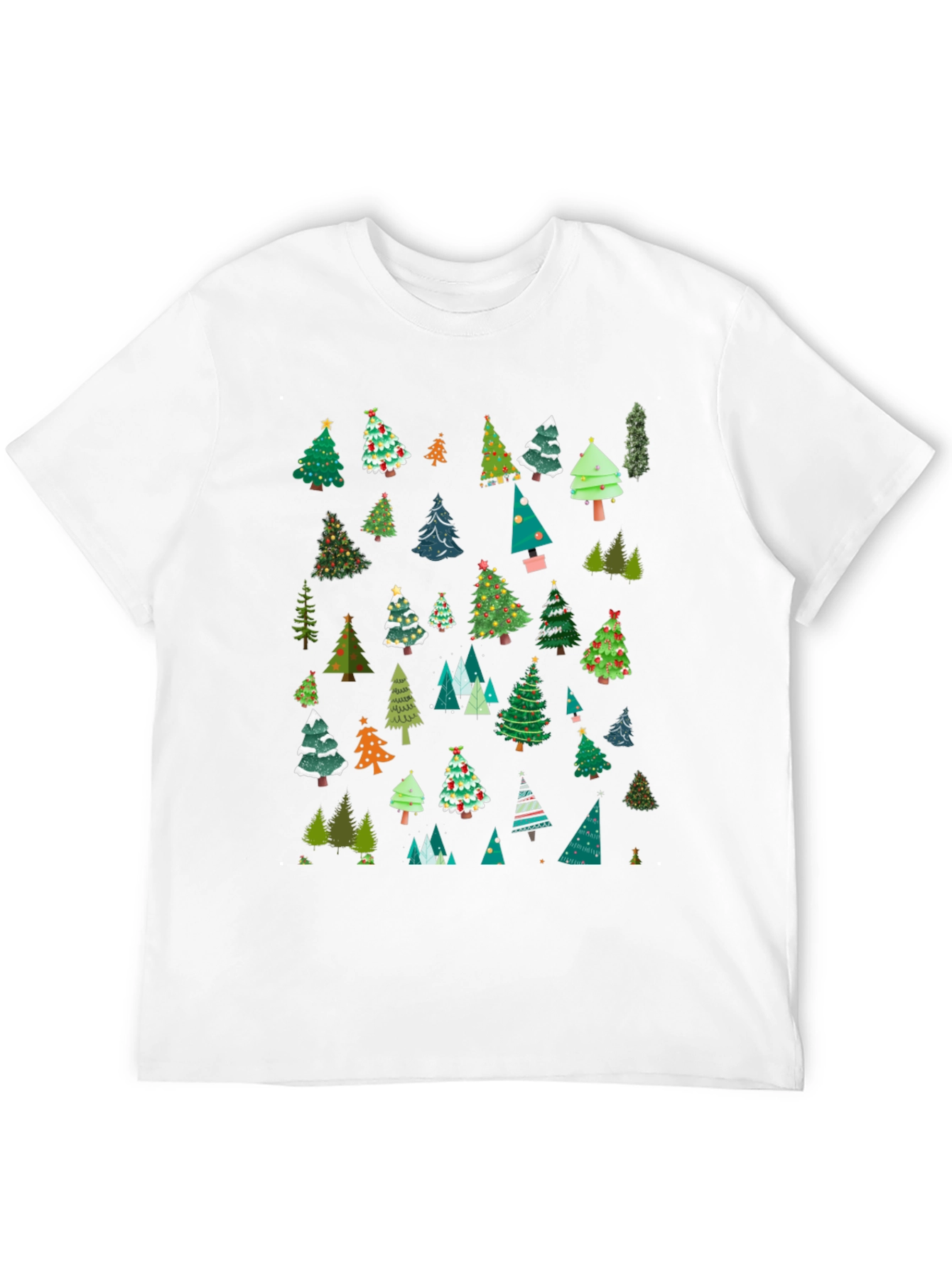Festive Christmas Tree Pattern T-Shirt