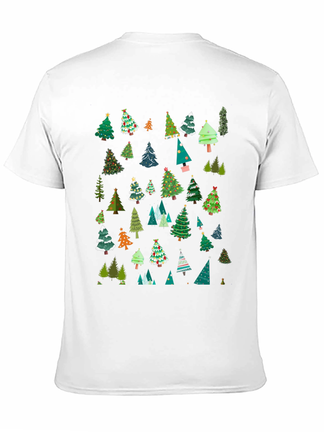 Festive Christmas Tree Pattern T-Shirt