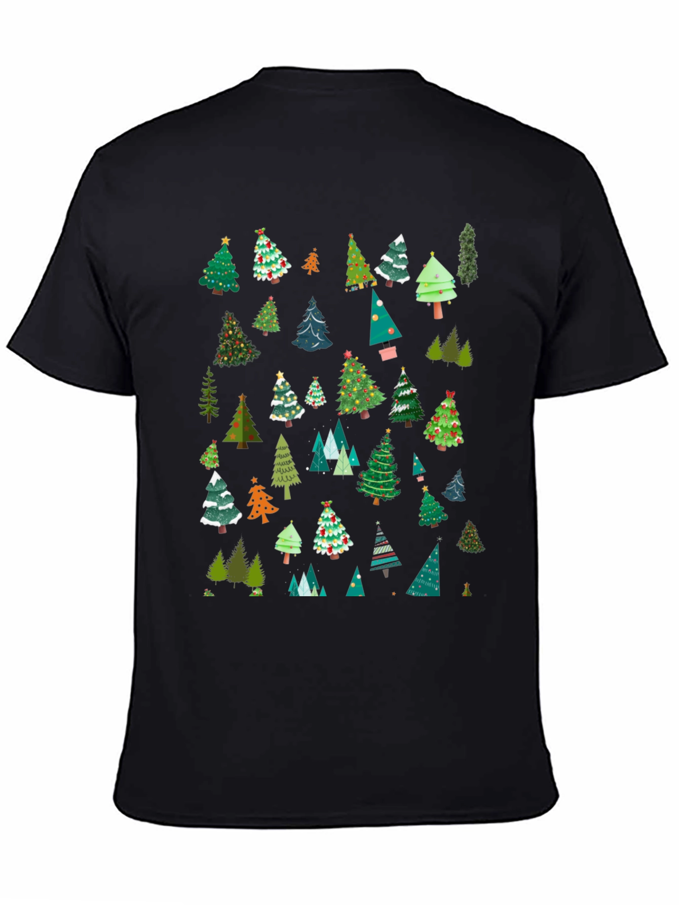 Festive Christmas Tree Pattern T-Shirt