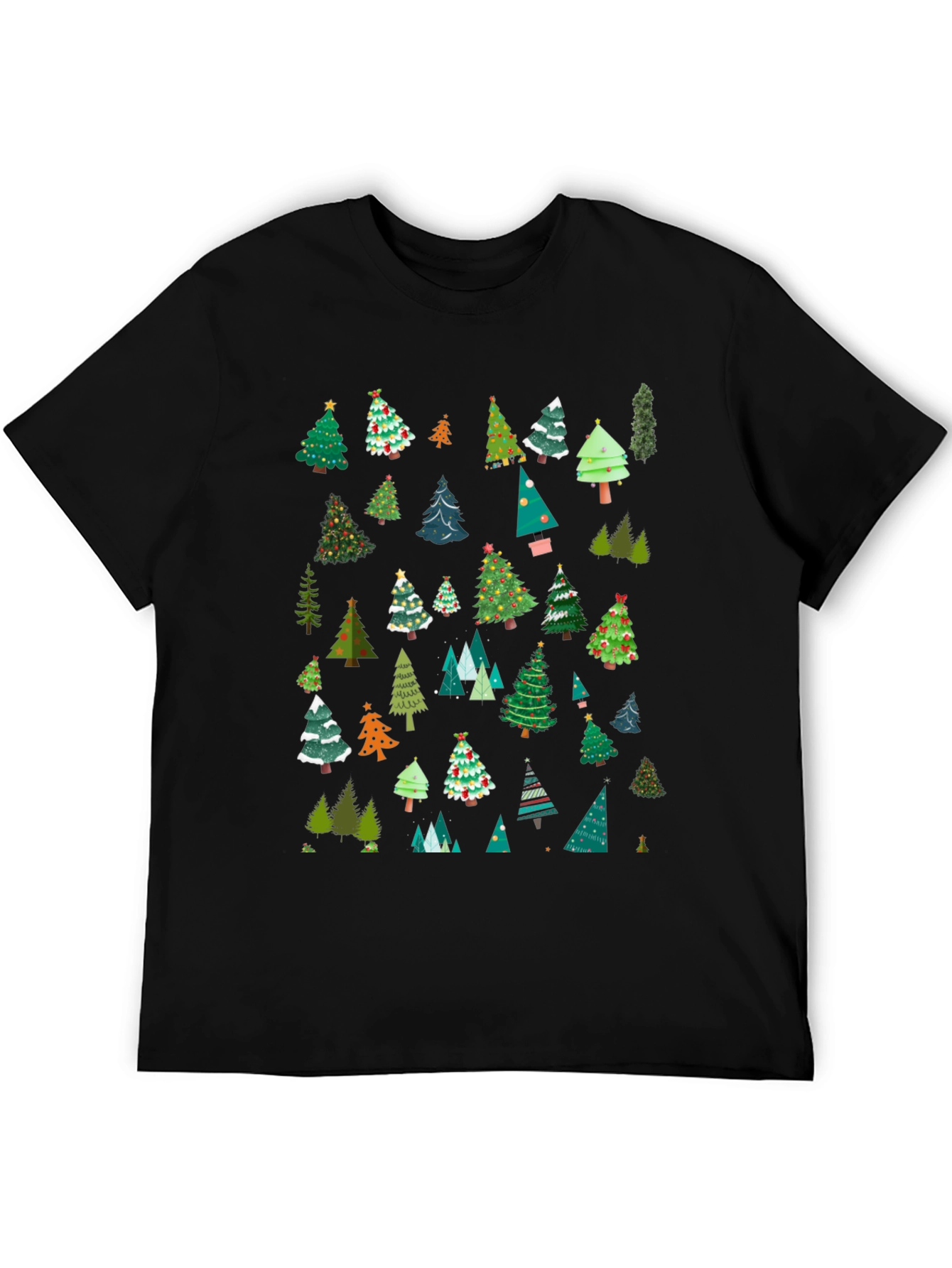 Festive Christmas Tree Pattern T-Shirt