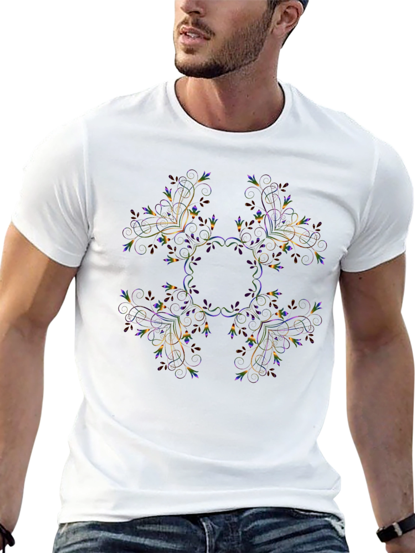 Floral Mandala Black Graphic Tee