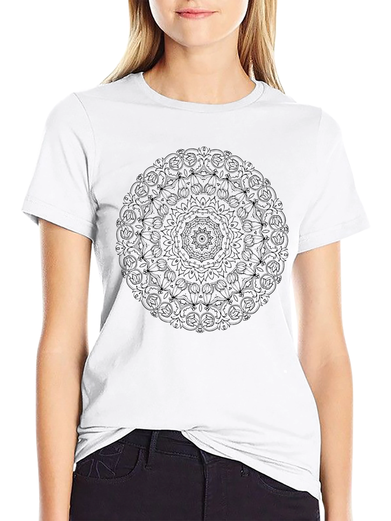 Black Mandala Graphic Tee - Mens Casual Style