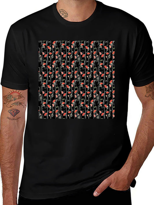 Floral Print Tee - Black Cotton Comfort
