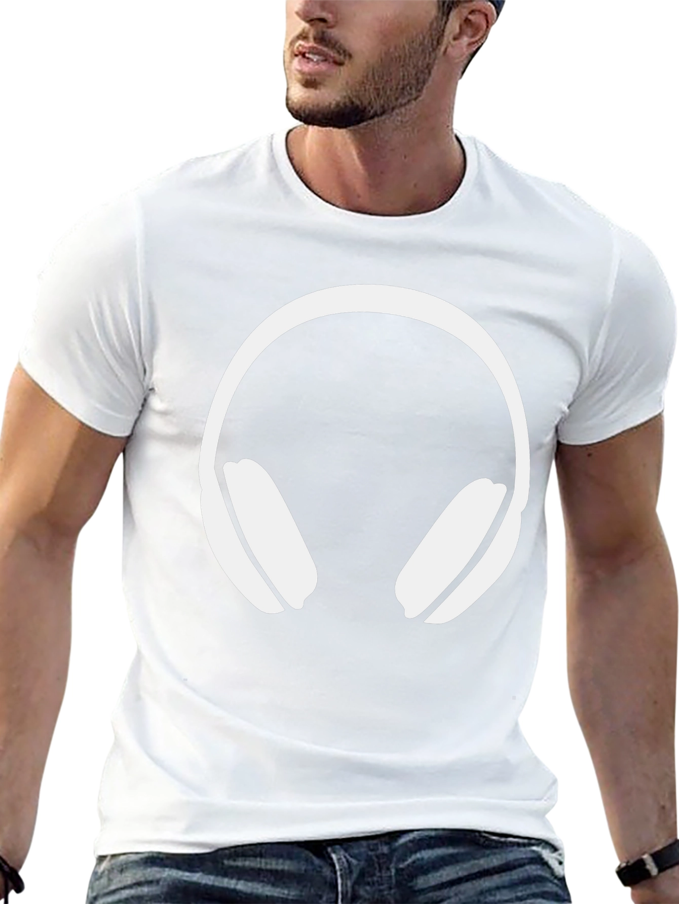 Headphone Graphic Tee - Black Cotton Blend
