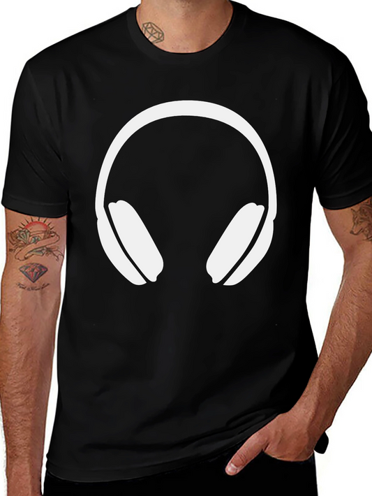 Headphone Graphic Tee - Black Cotton Blend