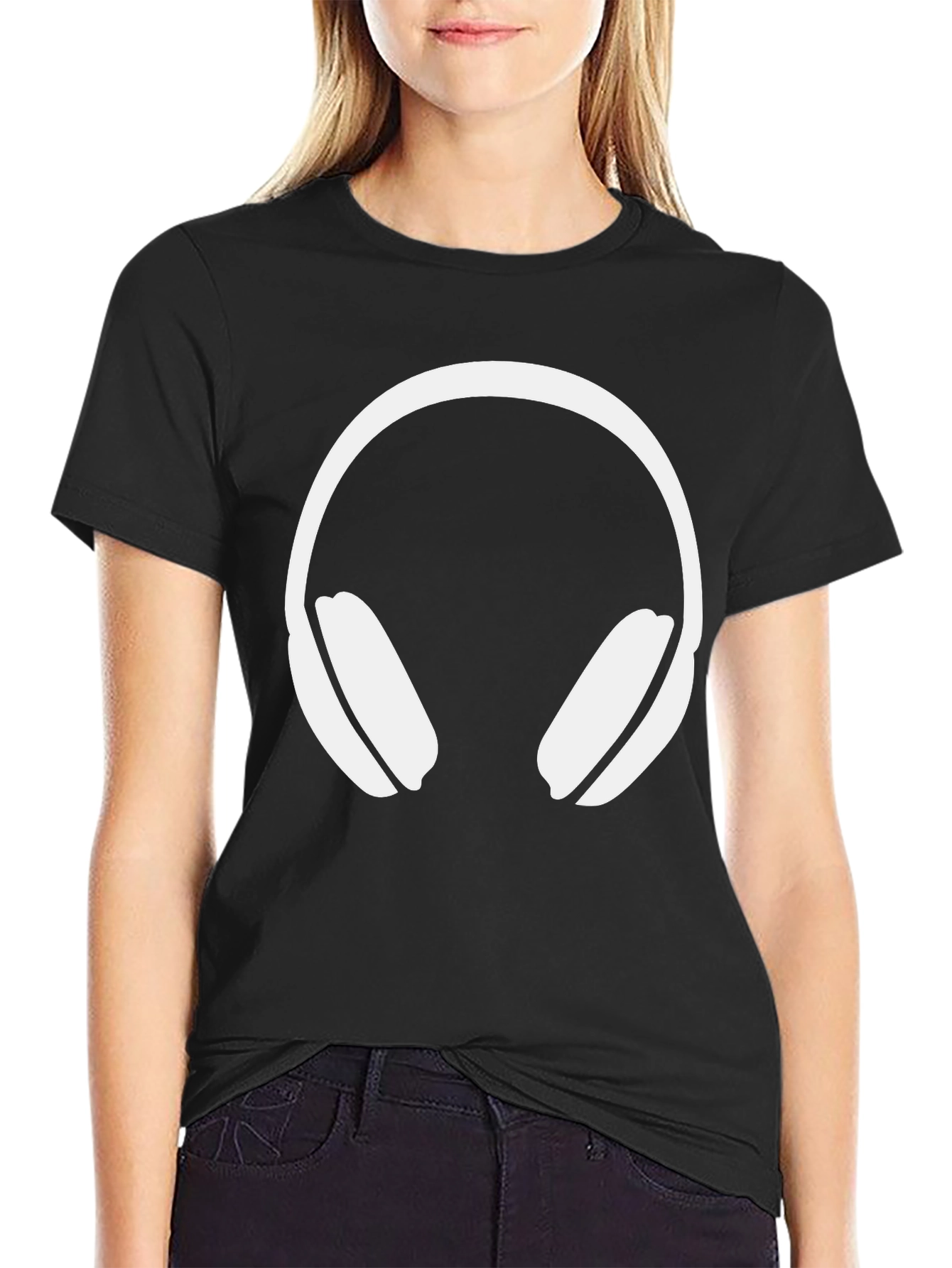 Headphone Graphic Tee - Black Cotton Blend
