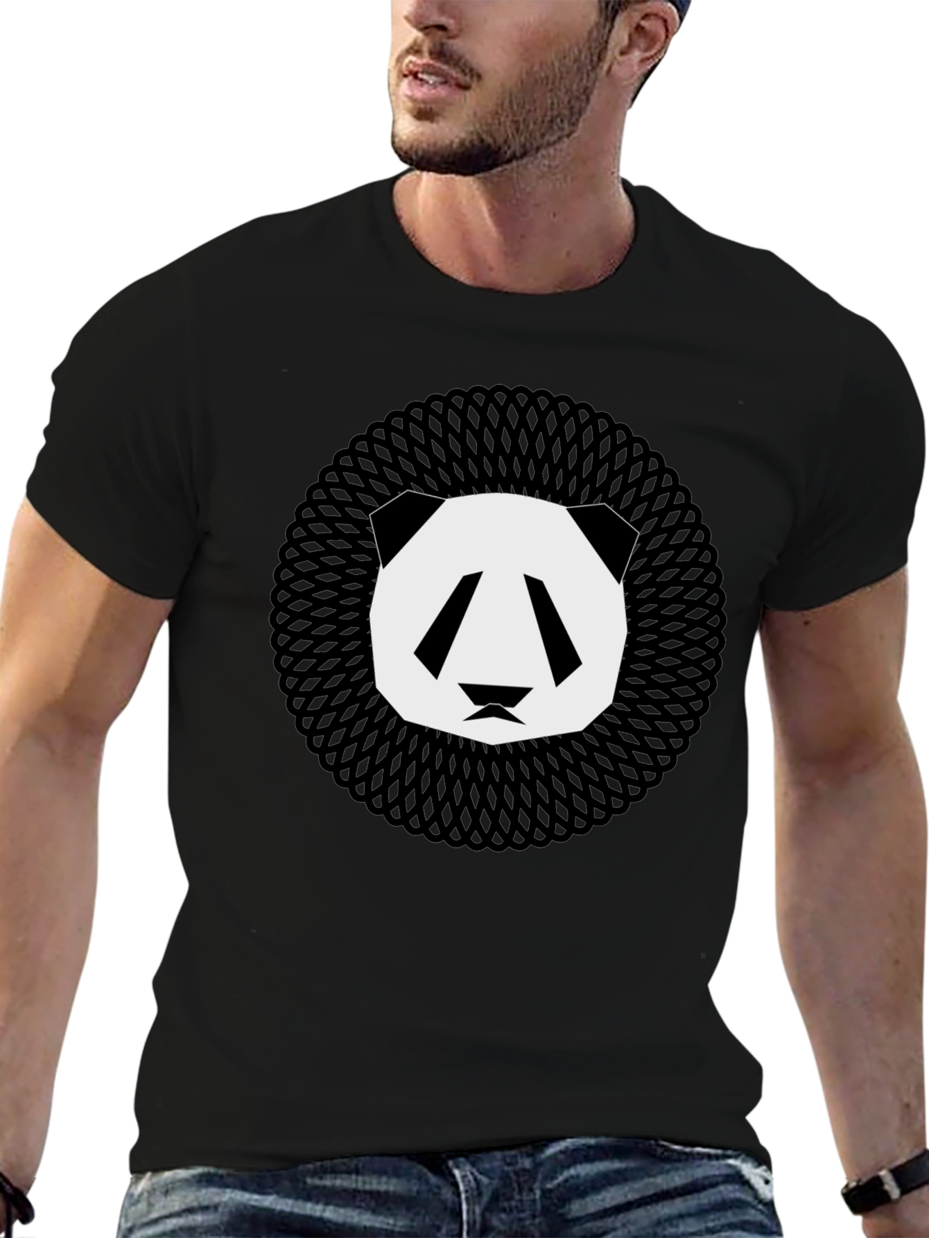 Geometric Panda Graphic Tee - Modern Animal Print
