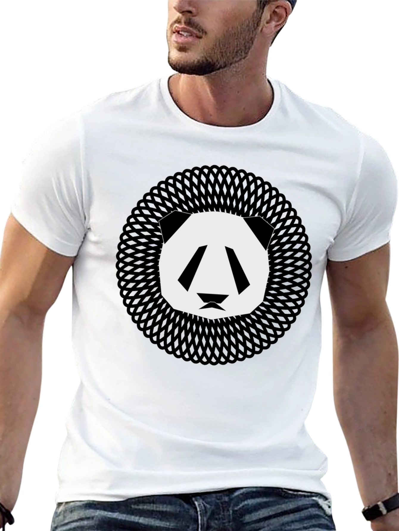 Geometric Panda Graphic Tee - Modern Animal Print