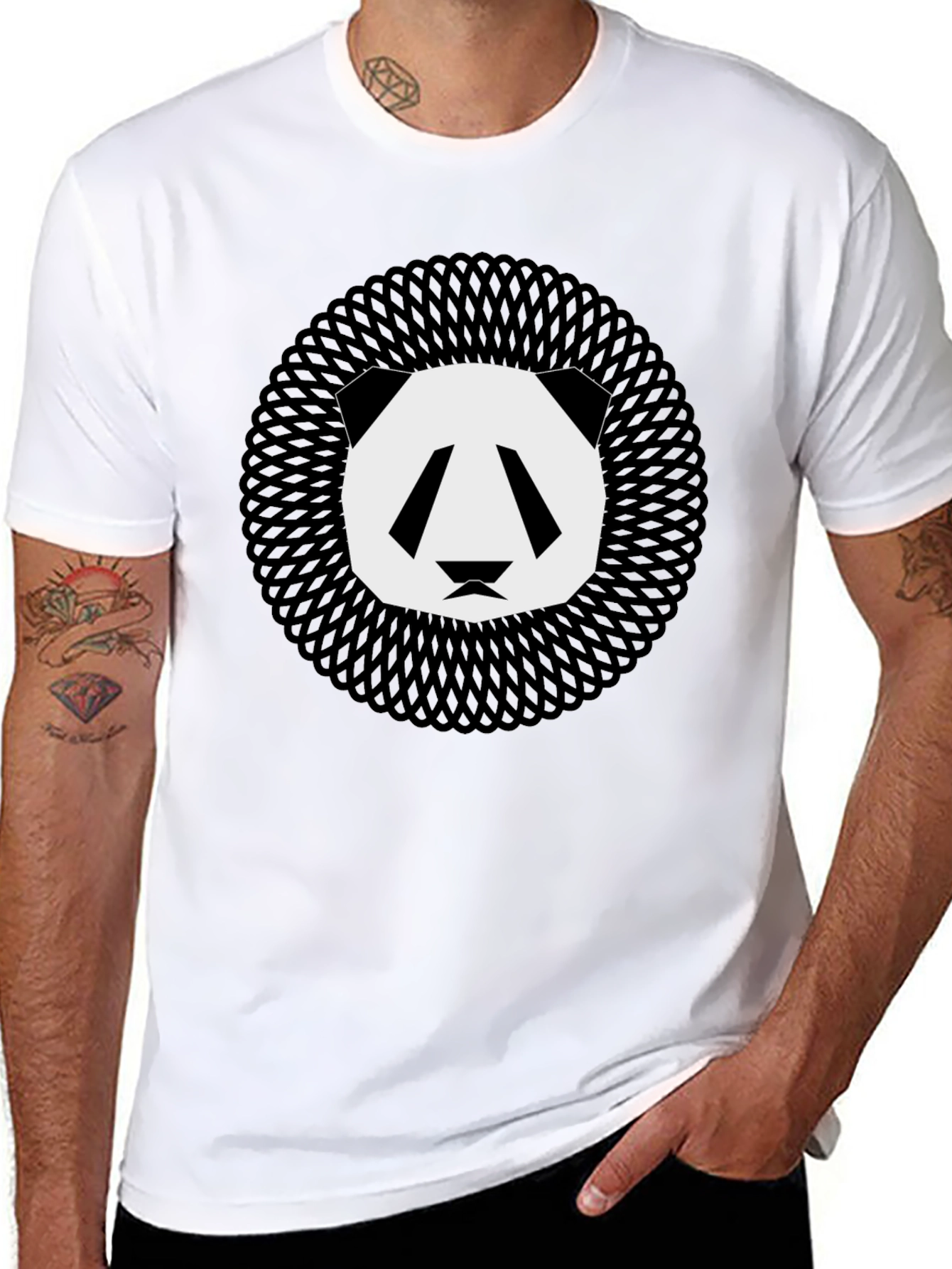 Geometric Panda Graphic Tee - Modern Animal Print