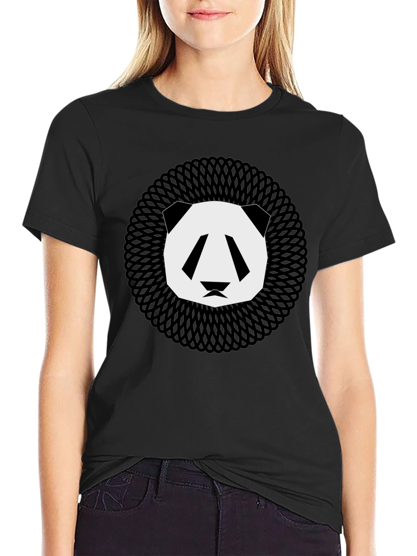 Geometric Panda Graphic Tee - Modern Animal Print