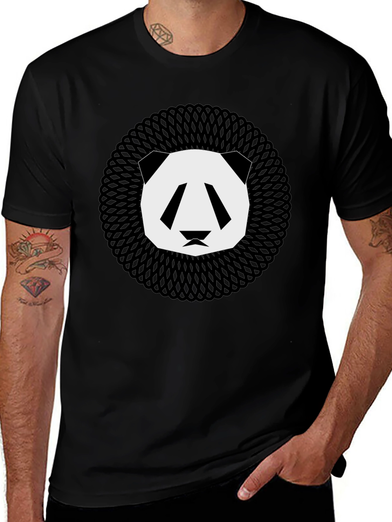 Geometric Panda Graphic Tee - Modern Animal Print
