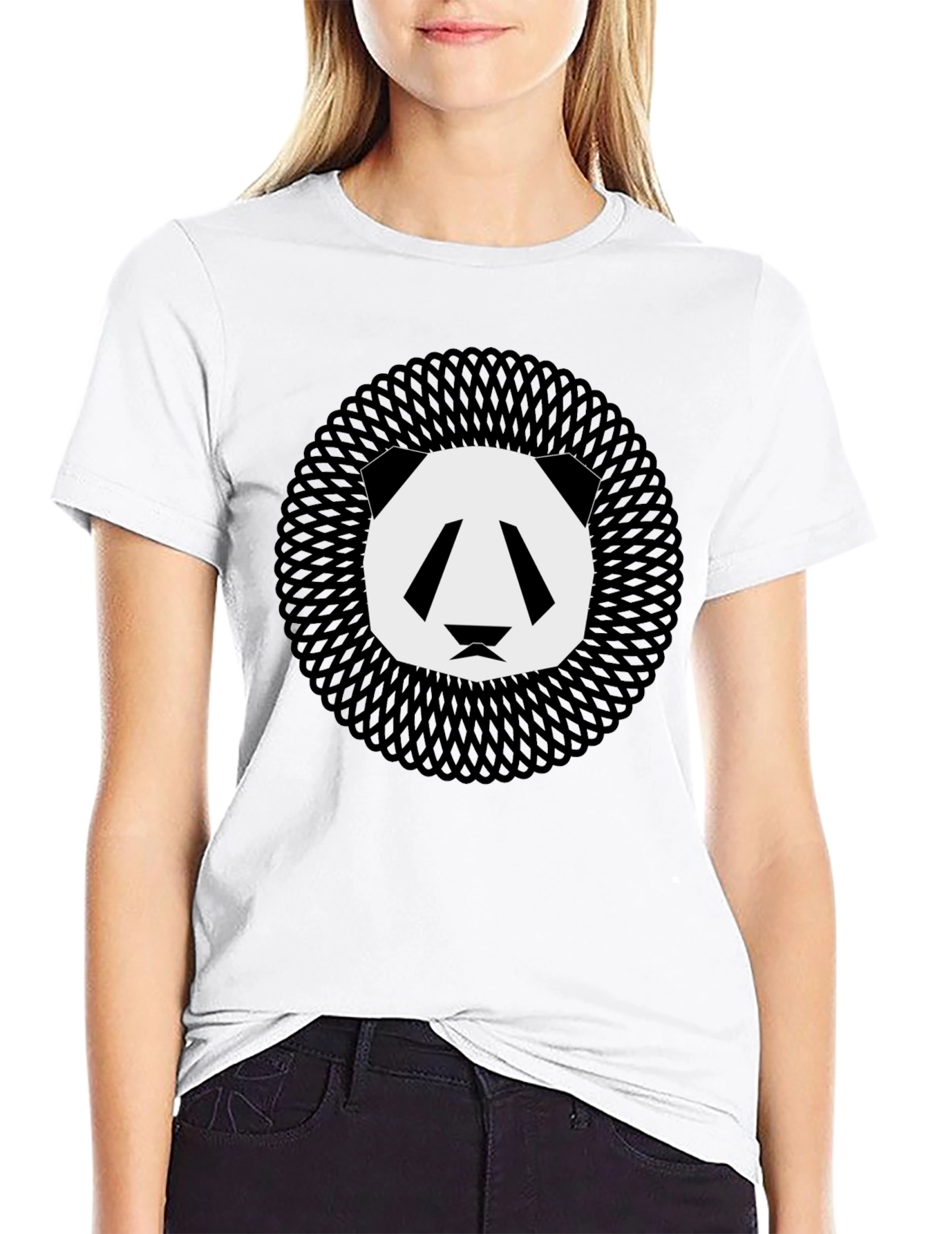 Geometric Panda Graphic Tee - Modern Animal Print