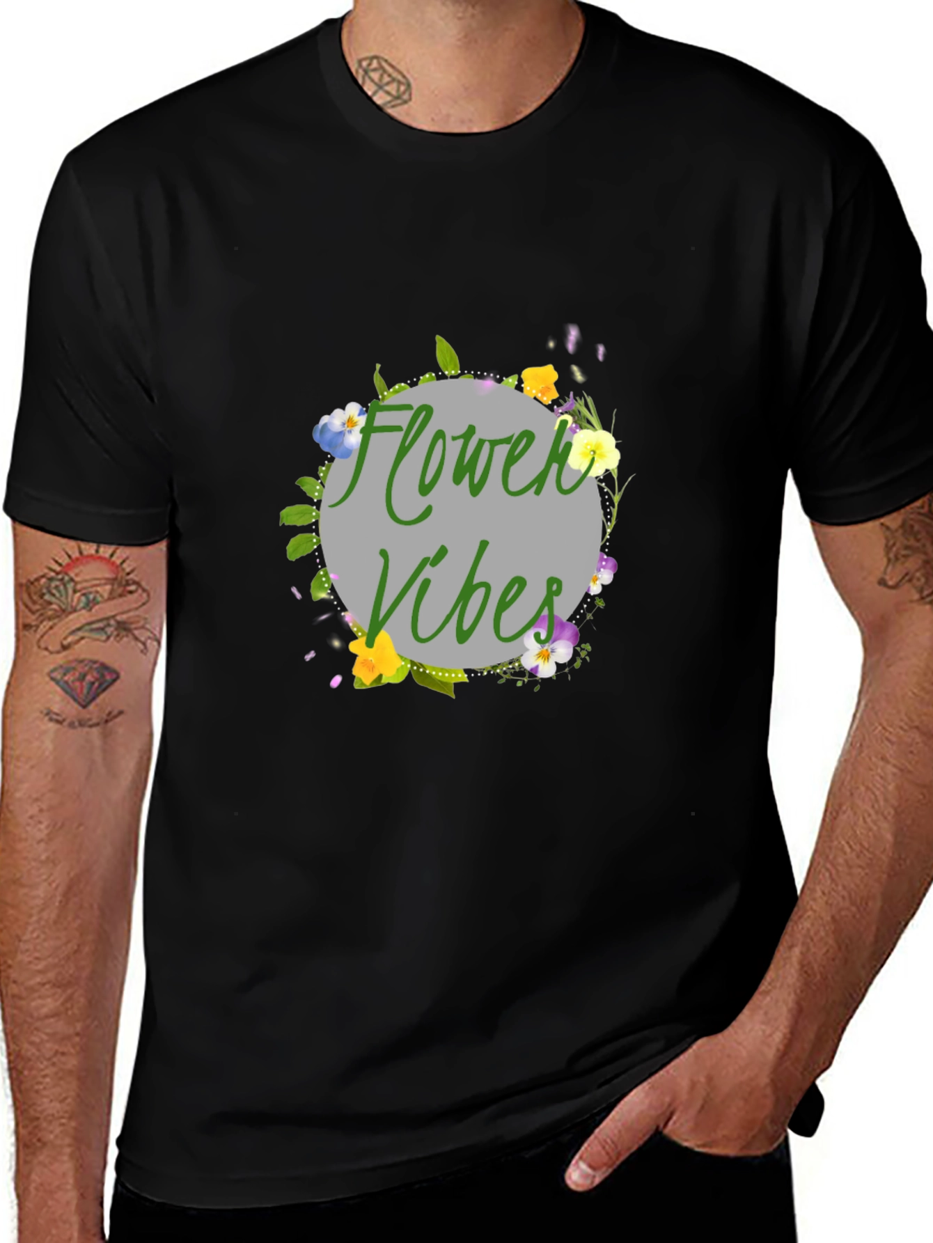 Flower Vibes Graphic Tee - Black