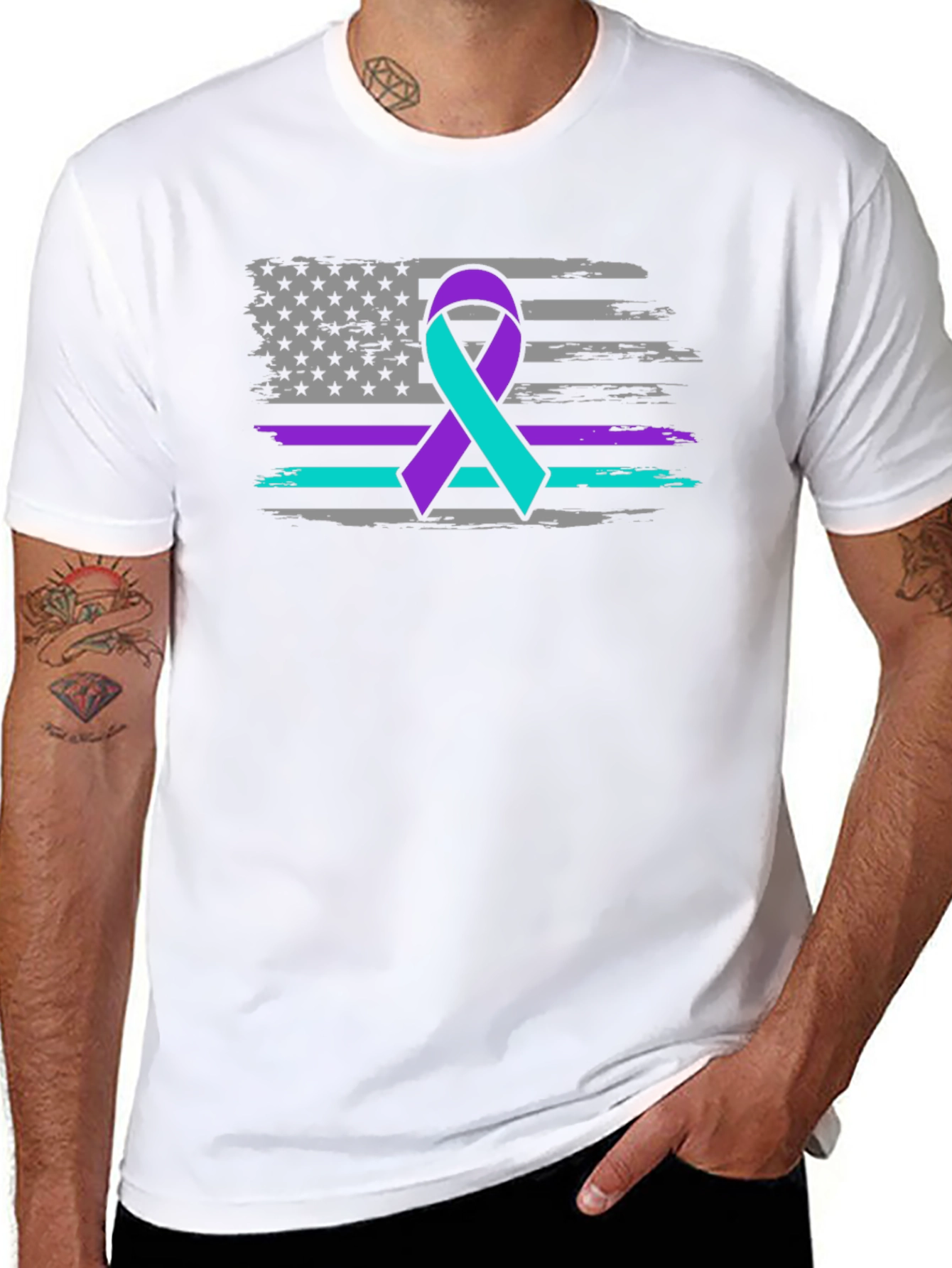 Awareness Ribbon USA Flag Graphic Tee