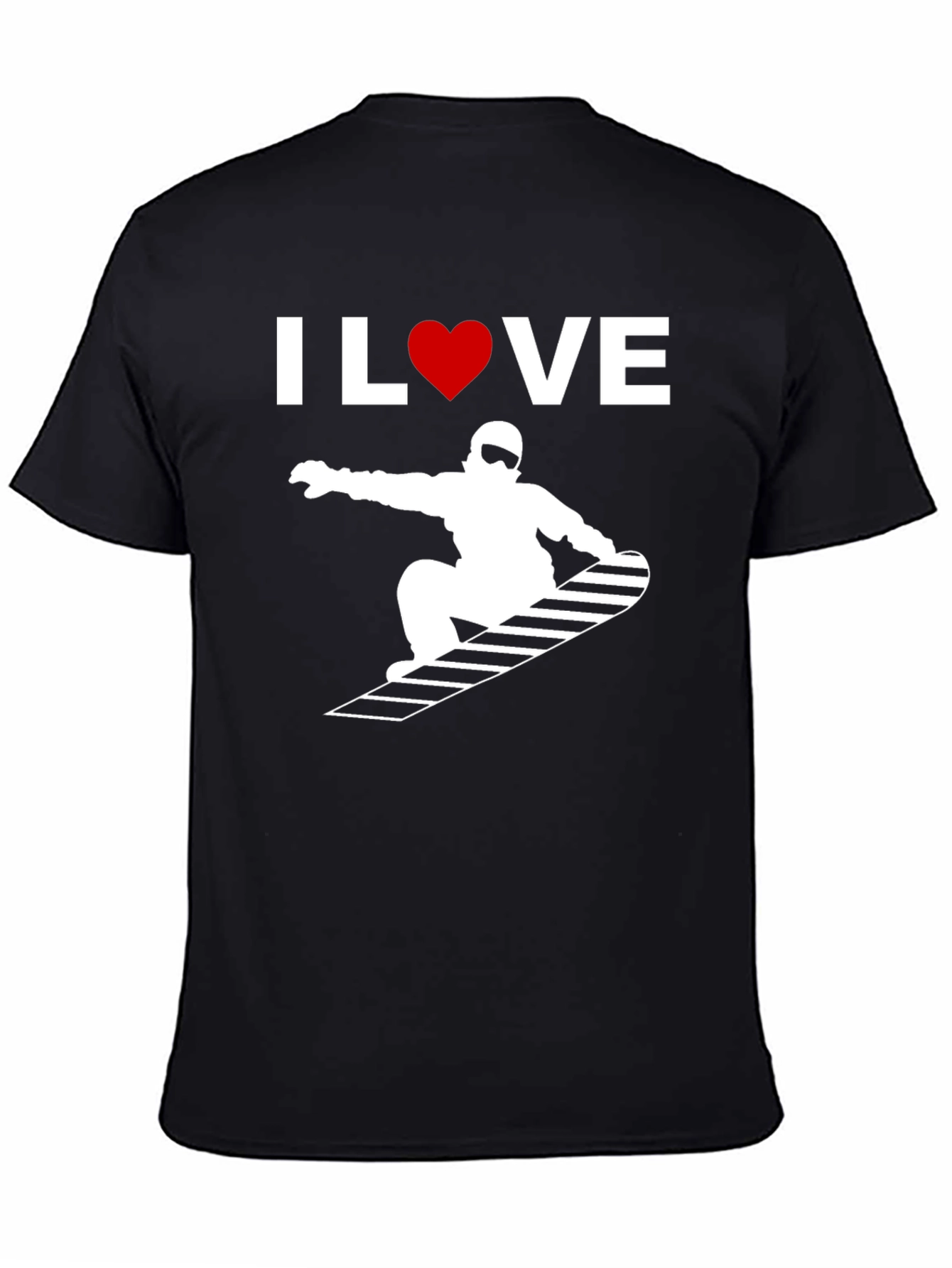 I Love Snowboarding Graphic Tee - Black Cotton T-Shirt