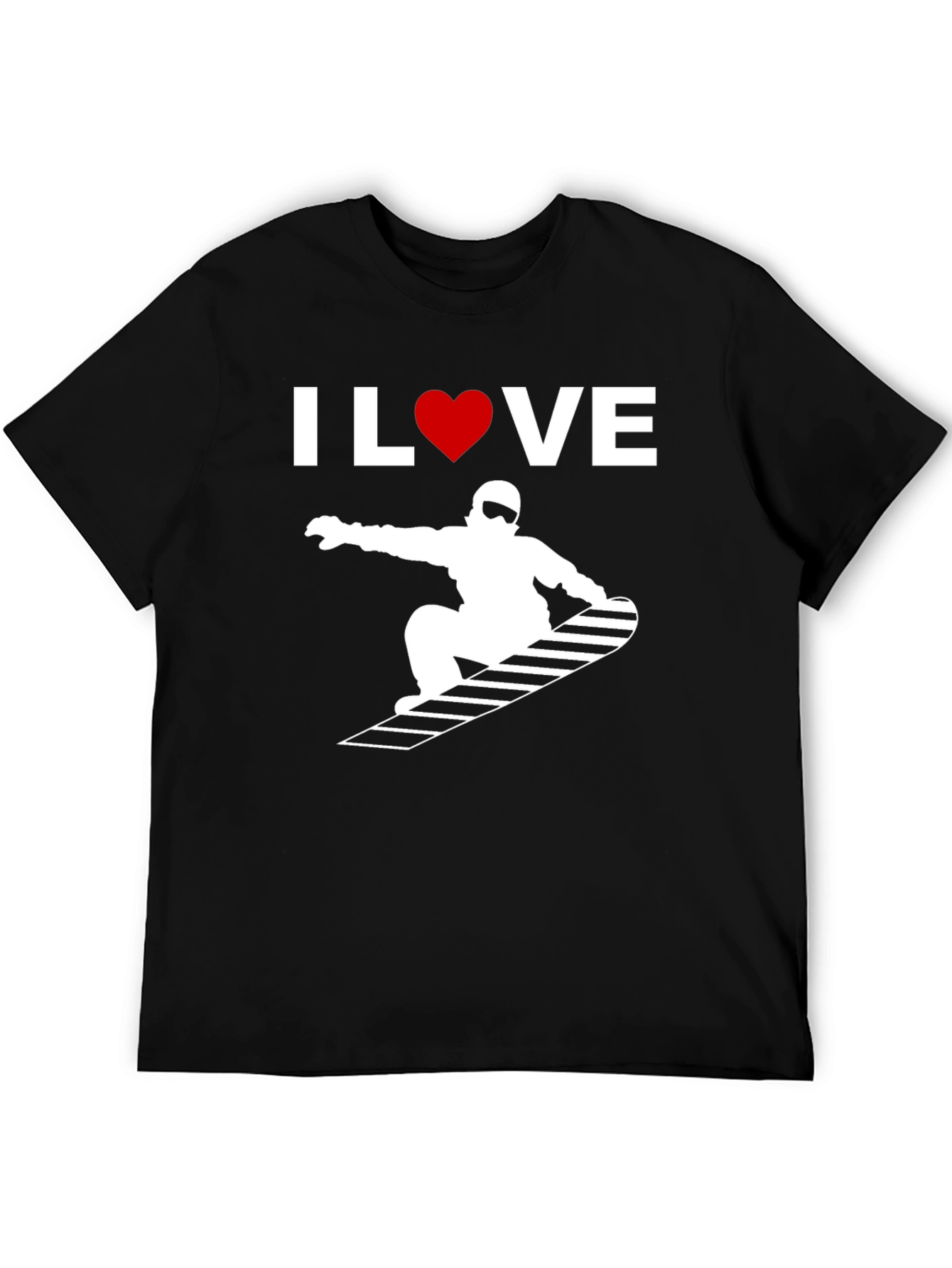 I Love Snowboarding Graphic Tee - Black Cotton T-Shirt