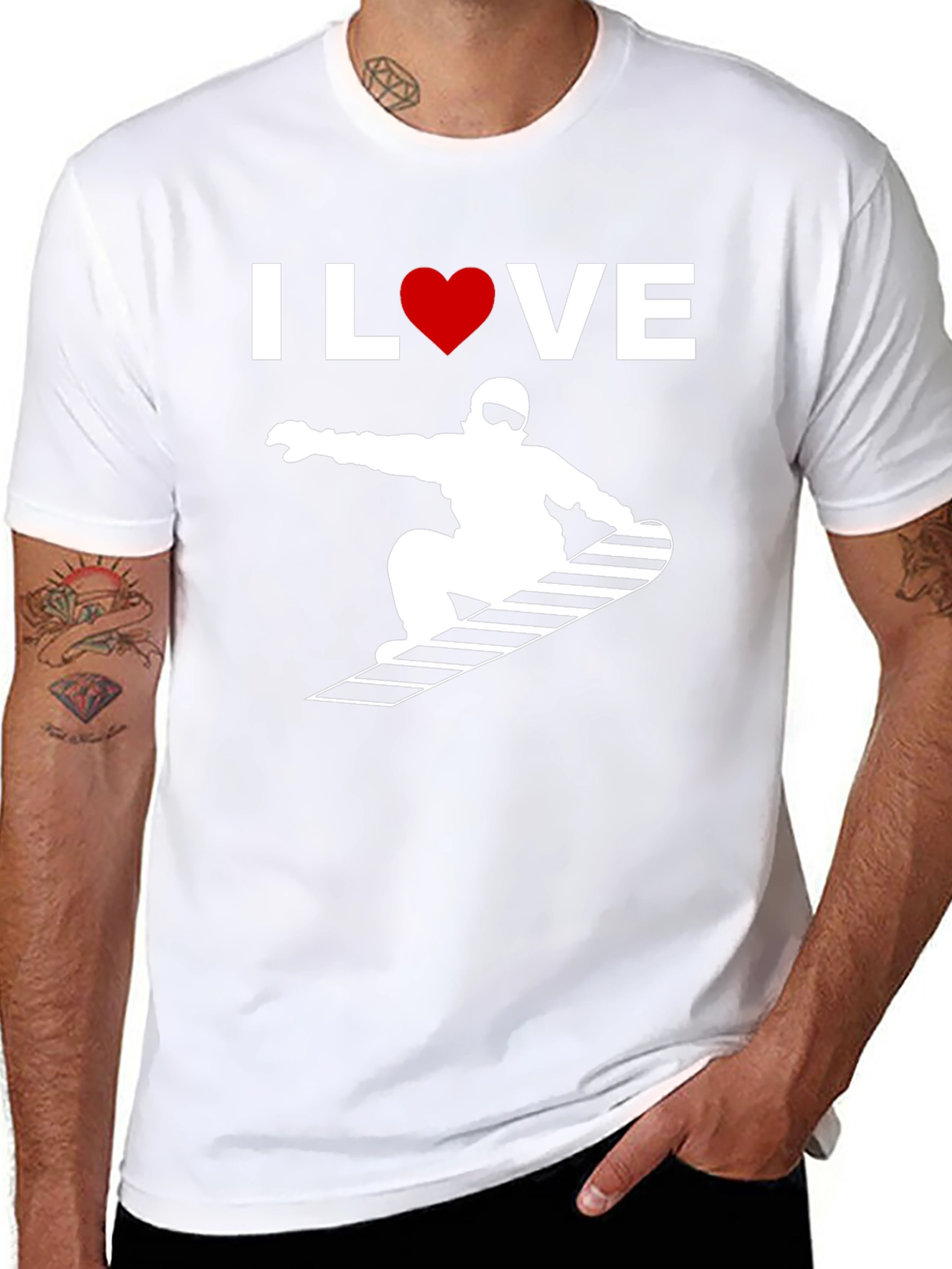 I Love Snowboarding Graphic Tee - Black Cotton T-Shirt