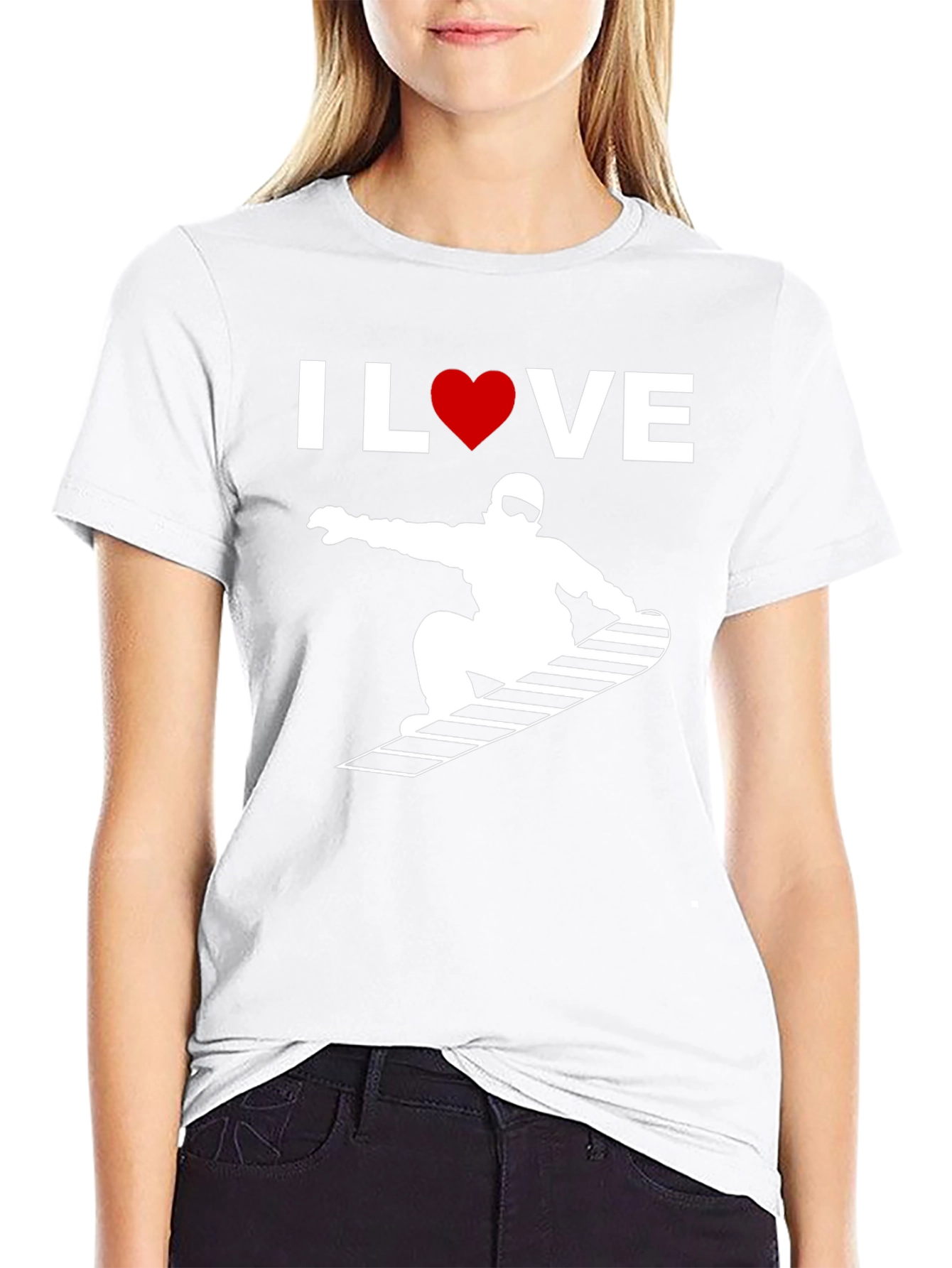 I Love Snowboarding Graphic Tee - Black Cotton T-Shirt