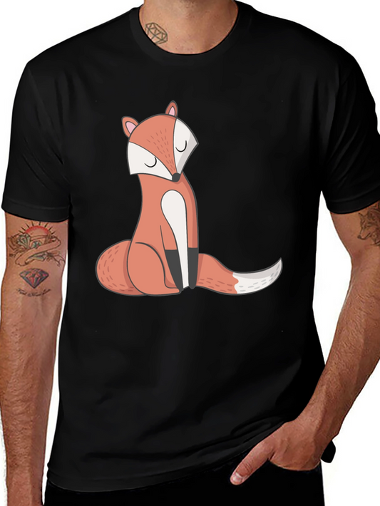 Cute Fox Graphic T-Shirt - Black Casual Tee