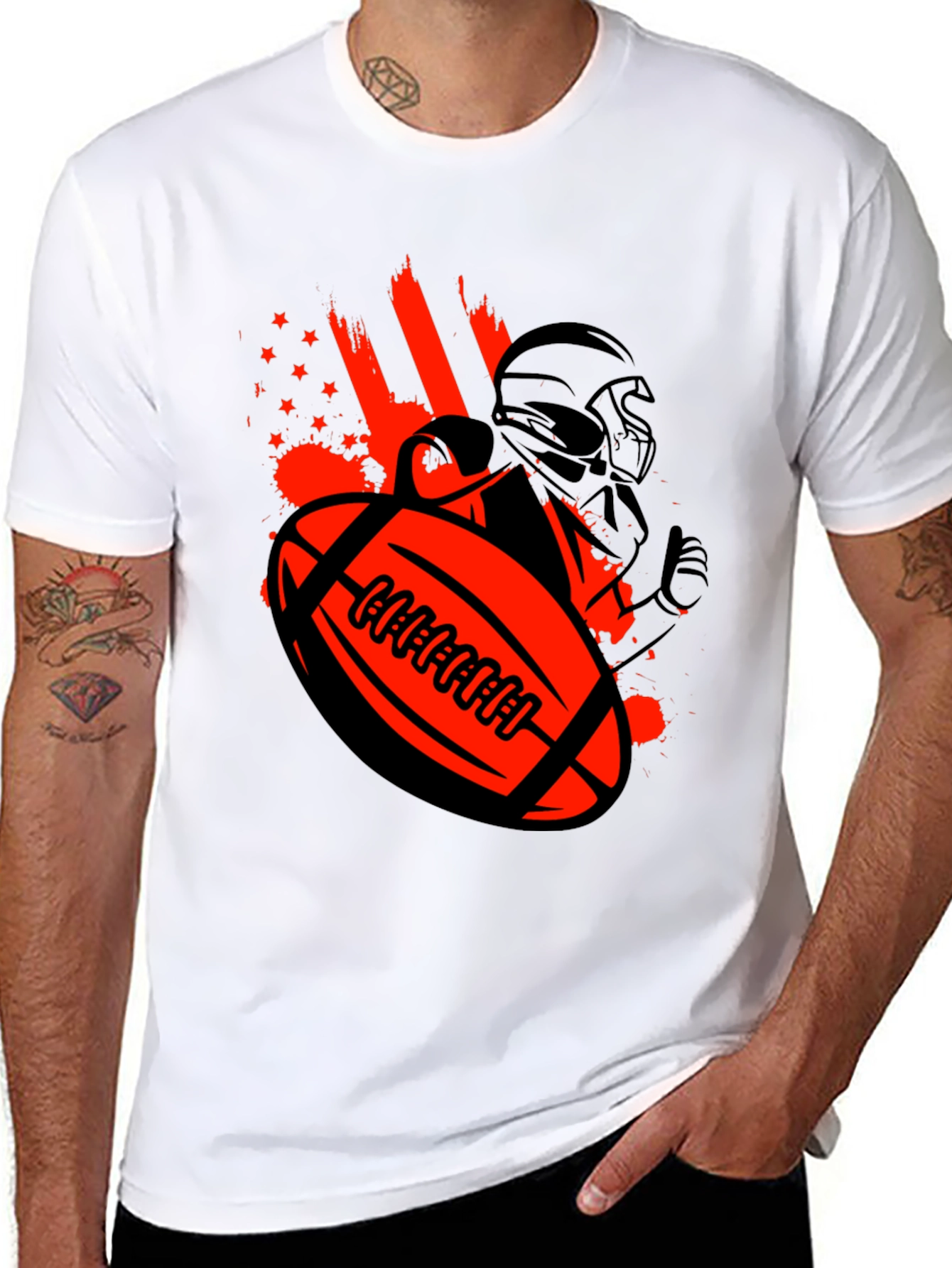 Football Helmet & Ball Graphic T-Shirt
