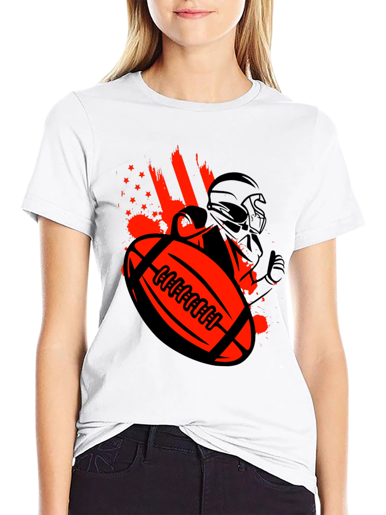 Football Helmet & Ball Graphic T-Shirt