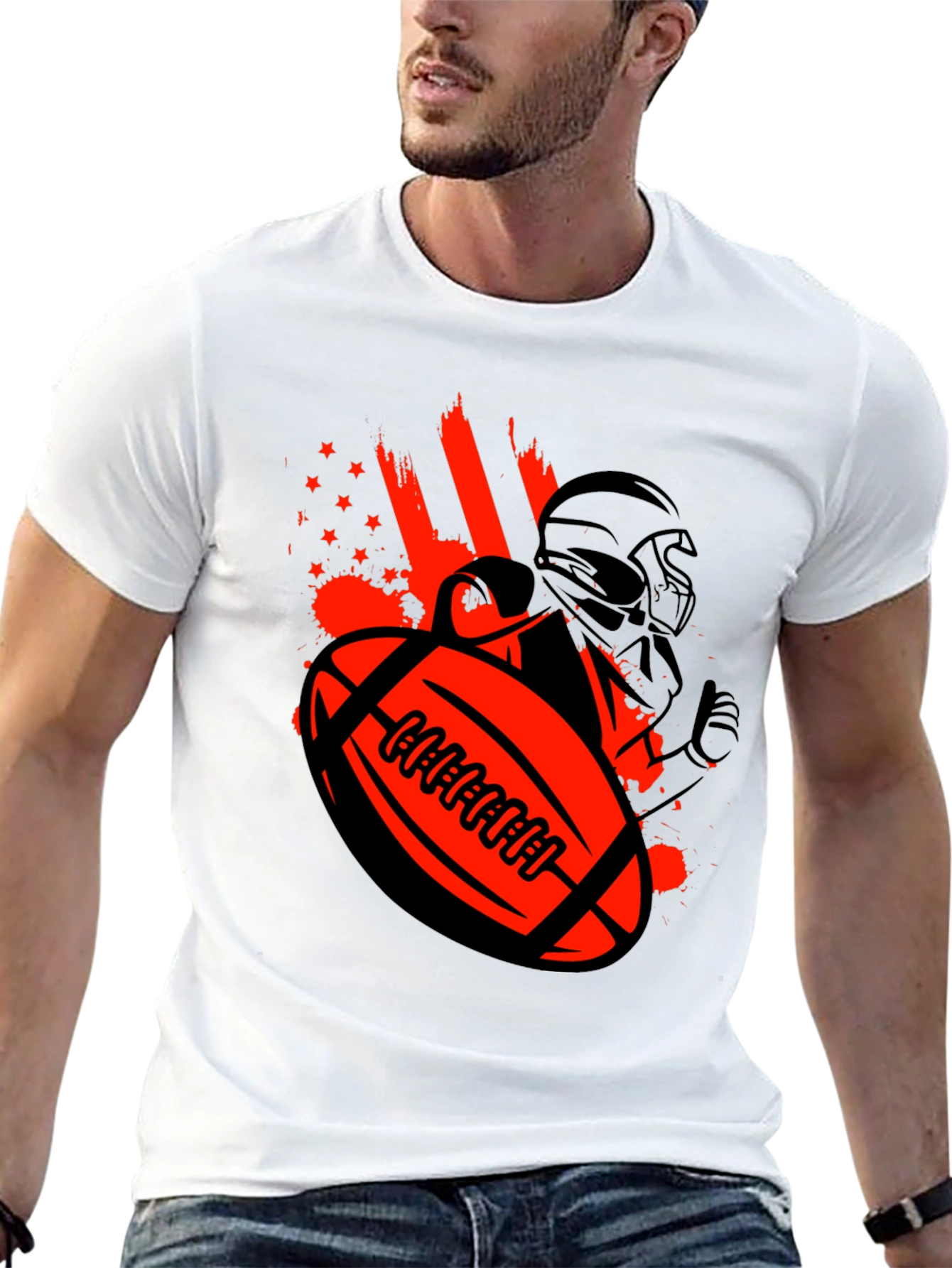 Football Helmet & Ball Graphic T-Shirt