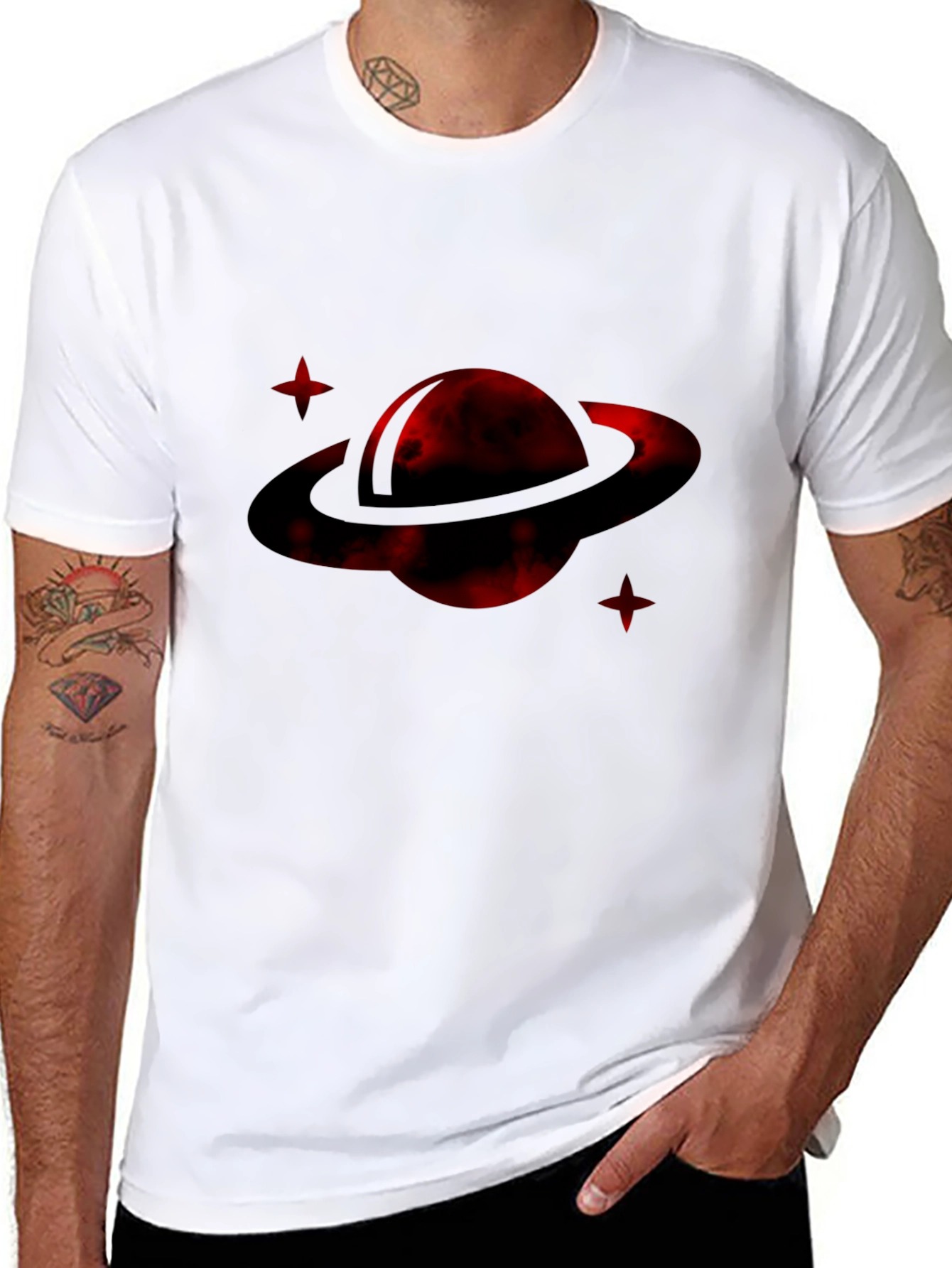 Red Planet Graphic Tee - Stylish Mens Black T-Shirt