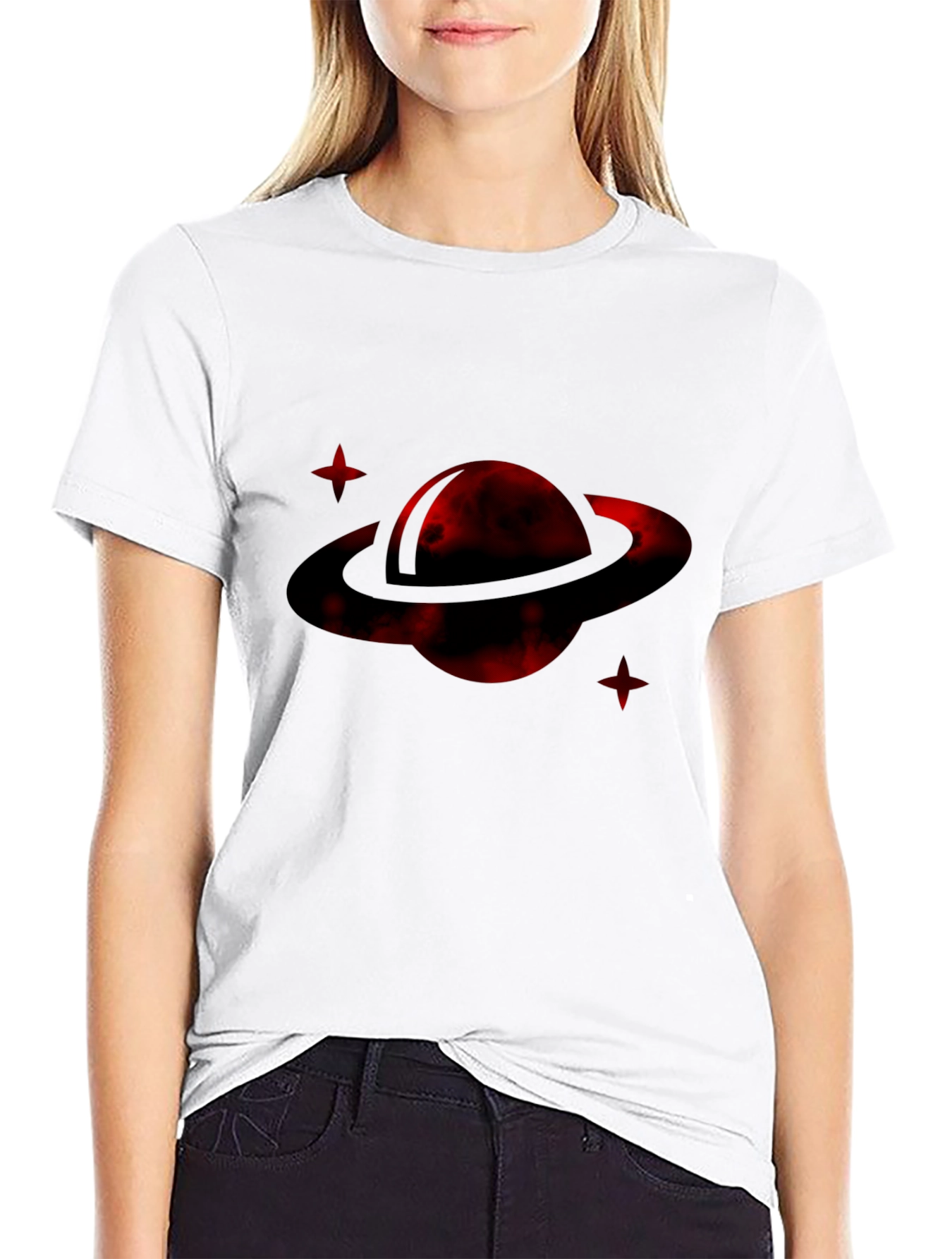 Red Planet Graphic Tee - Stylish Mens Black T-Shirt