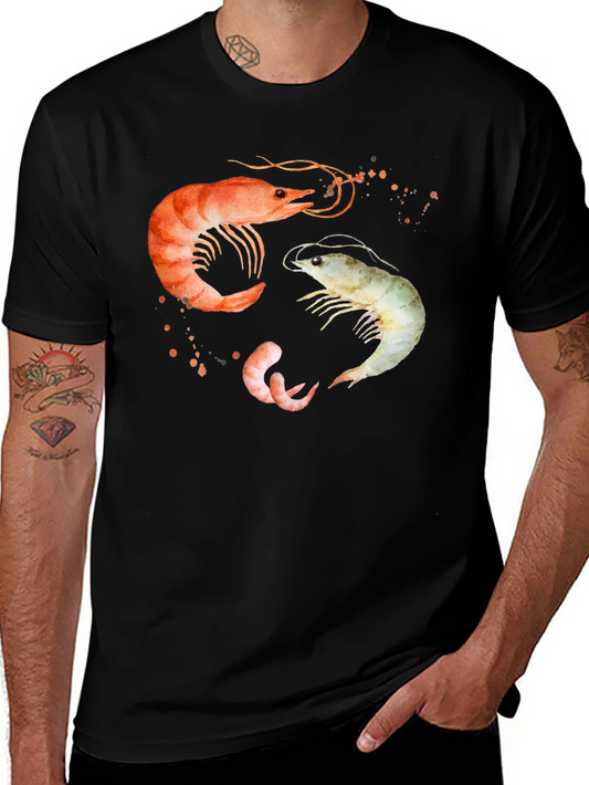 Shrimp Trio Graphic T-Shirt - Black Cotton Tee
