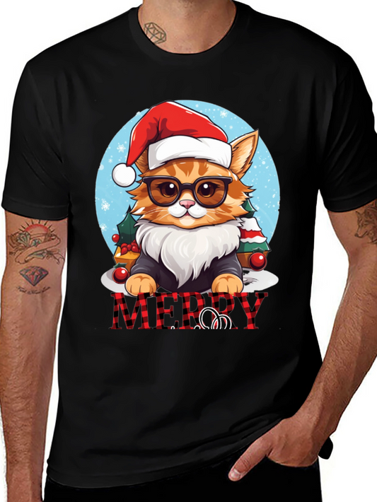 Festive Cat Merry Christmas T-Shirt