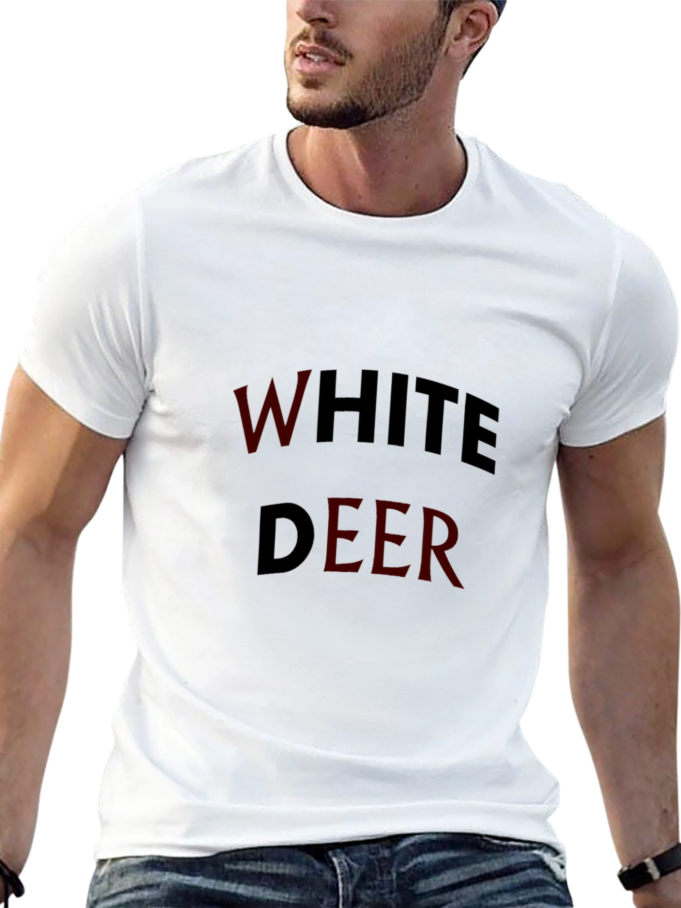 White Deer Graphic Tee - Black Casual Shirt