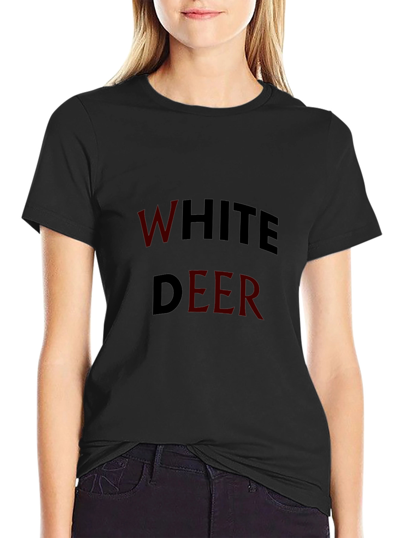 White Deer Graphic Tee - Black Casual Shirt