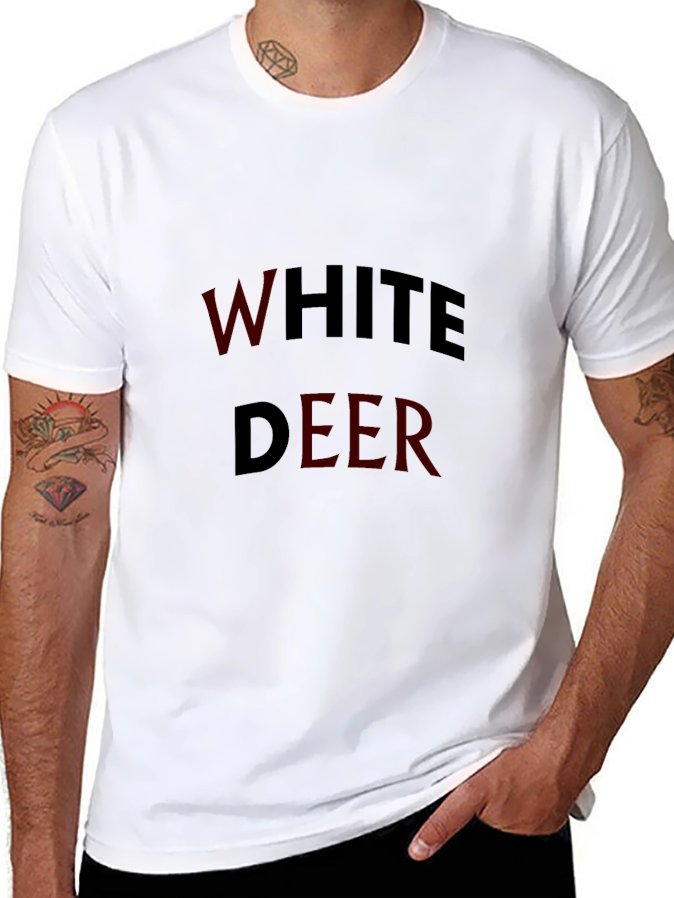White Deer Graphic Tee - Black Casual Shirt
