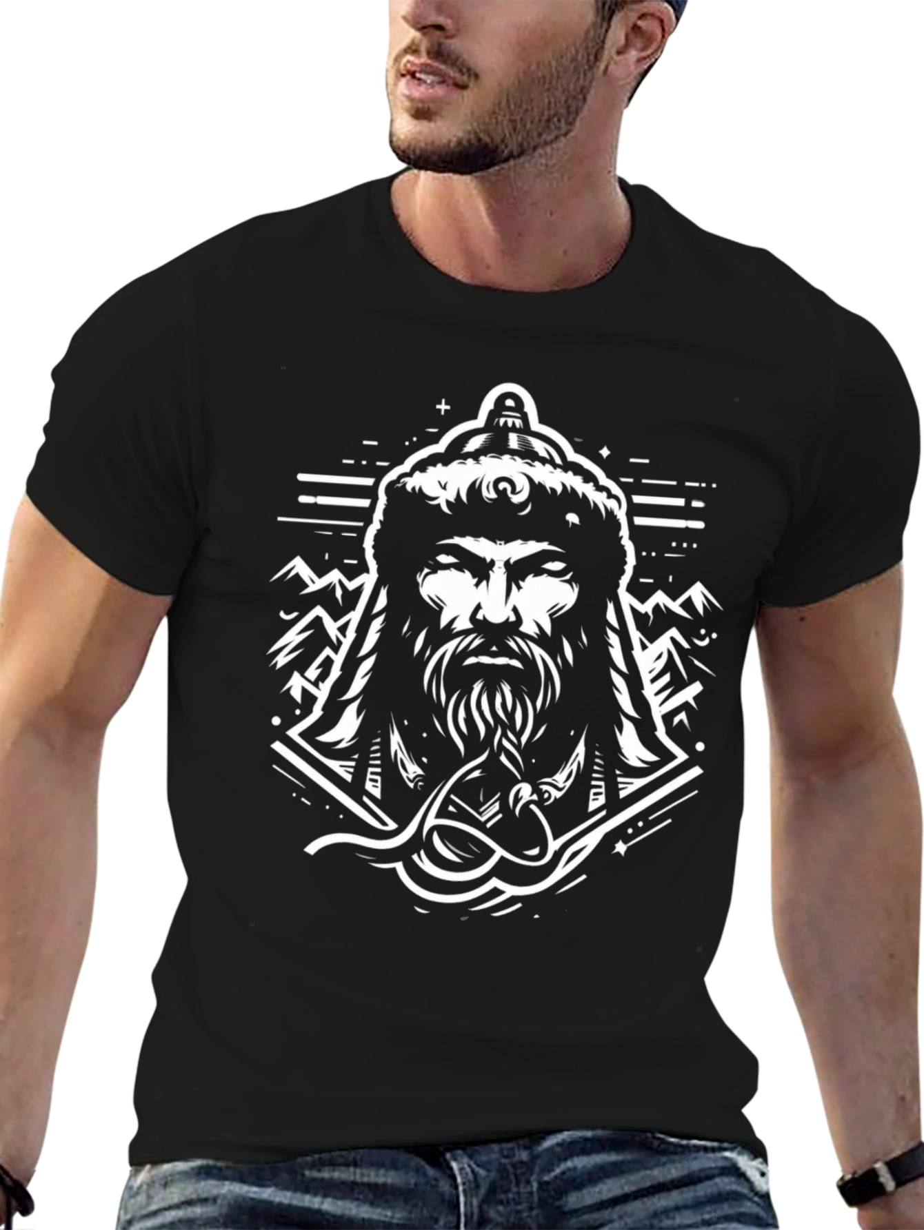 Warrior Graphic Tee - Black Cotton Blend