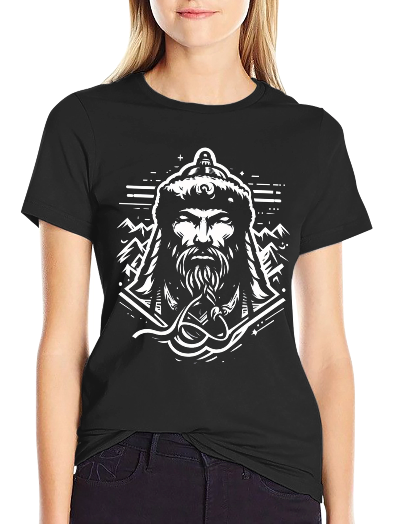 Warrior Graphic Tee - Black Cotton Blend