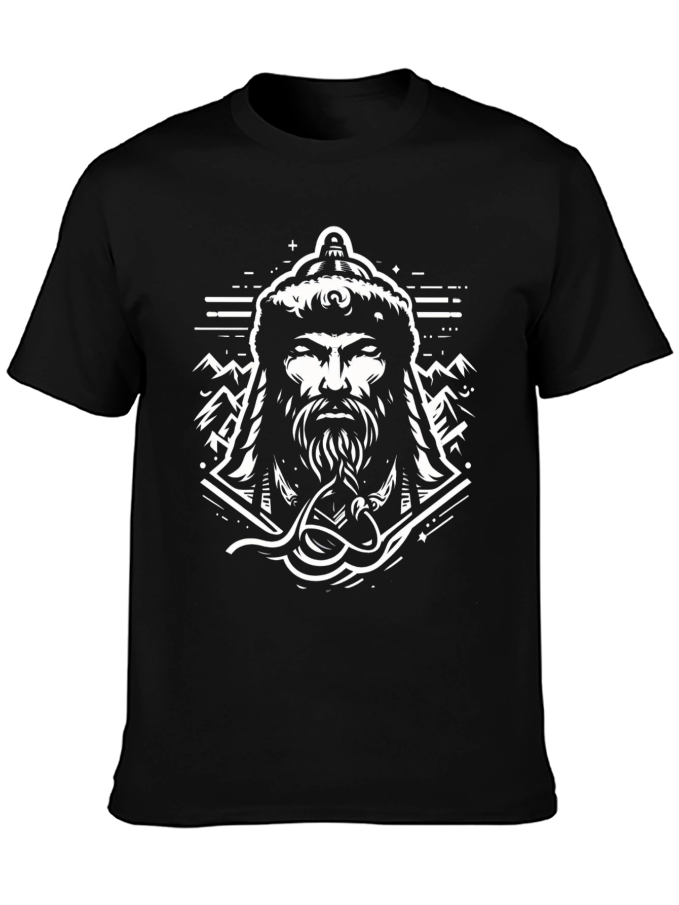 Warrior Graphic Tee - Black Cotton Blend